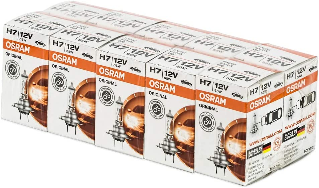 10X OSRAM Headlight Bulbs H7, Longlife, 12V, 55W, 64210L, Set of 10 image number 6