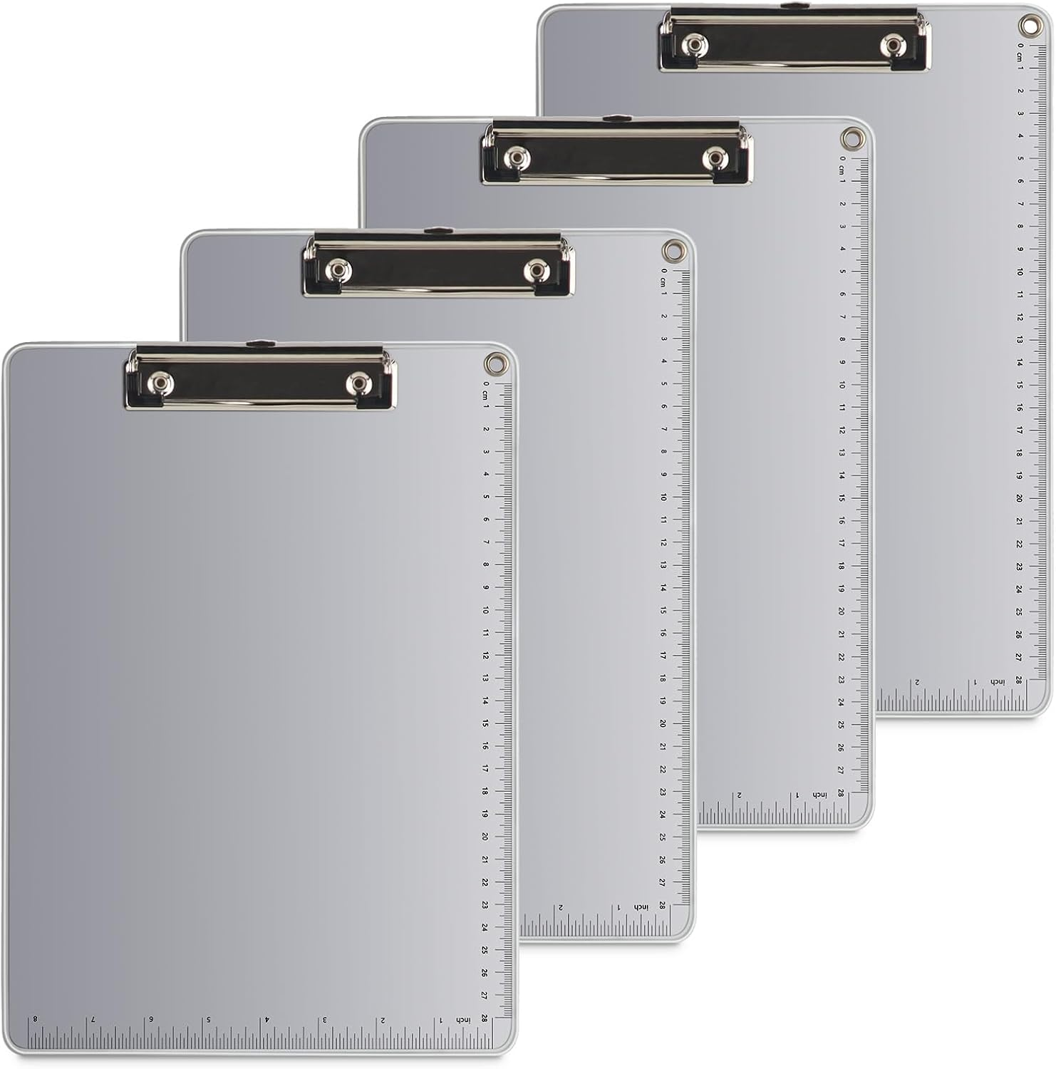 Sekonow Clipboards - 4 Pack Metal Clipboard with Scale, Hangable Aluminum Clipboard, Non-Slip Clip Boards 8.5X11 for A4 Letter Size Document, Clipboards Bulk image number 6