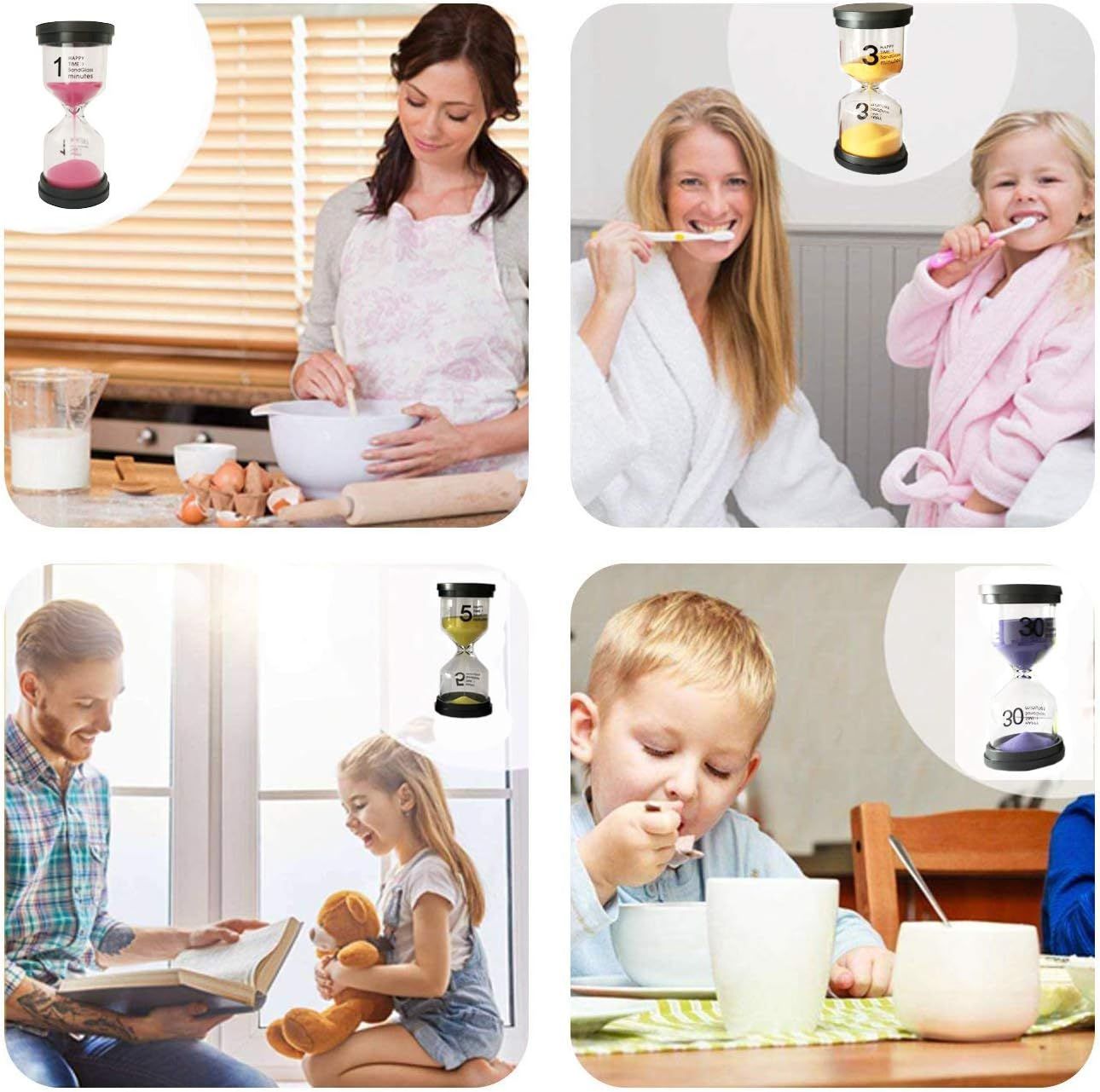 KSM up Sand Timer Colorful Hourglass 1/3/5/8/10/15/30 Minutes Sandglass Timer Sand Clock for Kids Games Classroom Kitchen Home Office Decoration 1/3/5/10/15/30 Rainbow