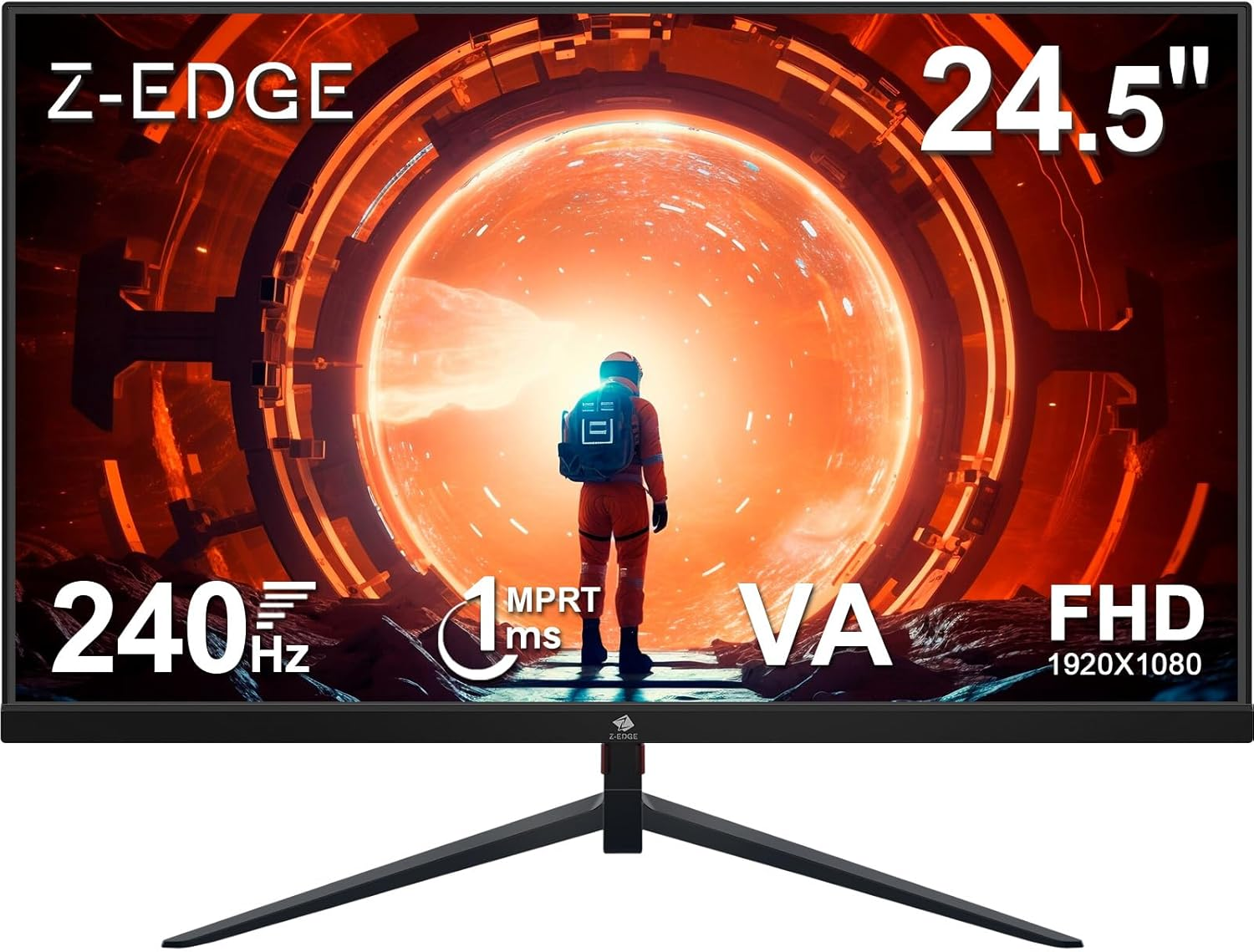 Z-Edge 25 Inch (24.5 Inch) Gaming Monitor 240Hz 1Ms MPRT Full HD VA Panel, Ultra-Thin Bezel, Freesync, HDMI2.0 & Displayport1.4, VESA Mountable, Black image number 5