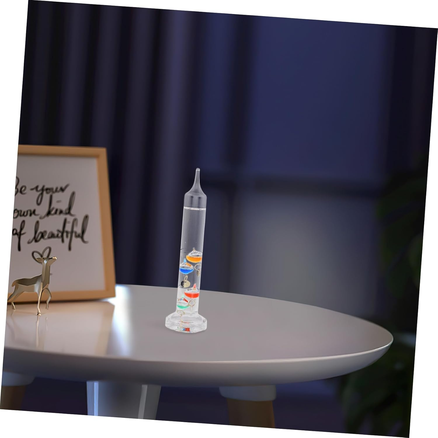 BESPORTBLE Galileo Thermometer with Floating Colored Spheres Glass Tube Temperature Display in Fahrenheit with Gold Tags Educational Interactive Science Decor for Home Office Classroom image number 1