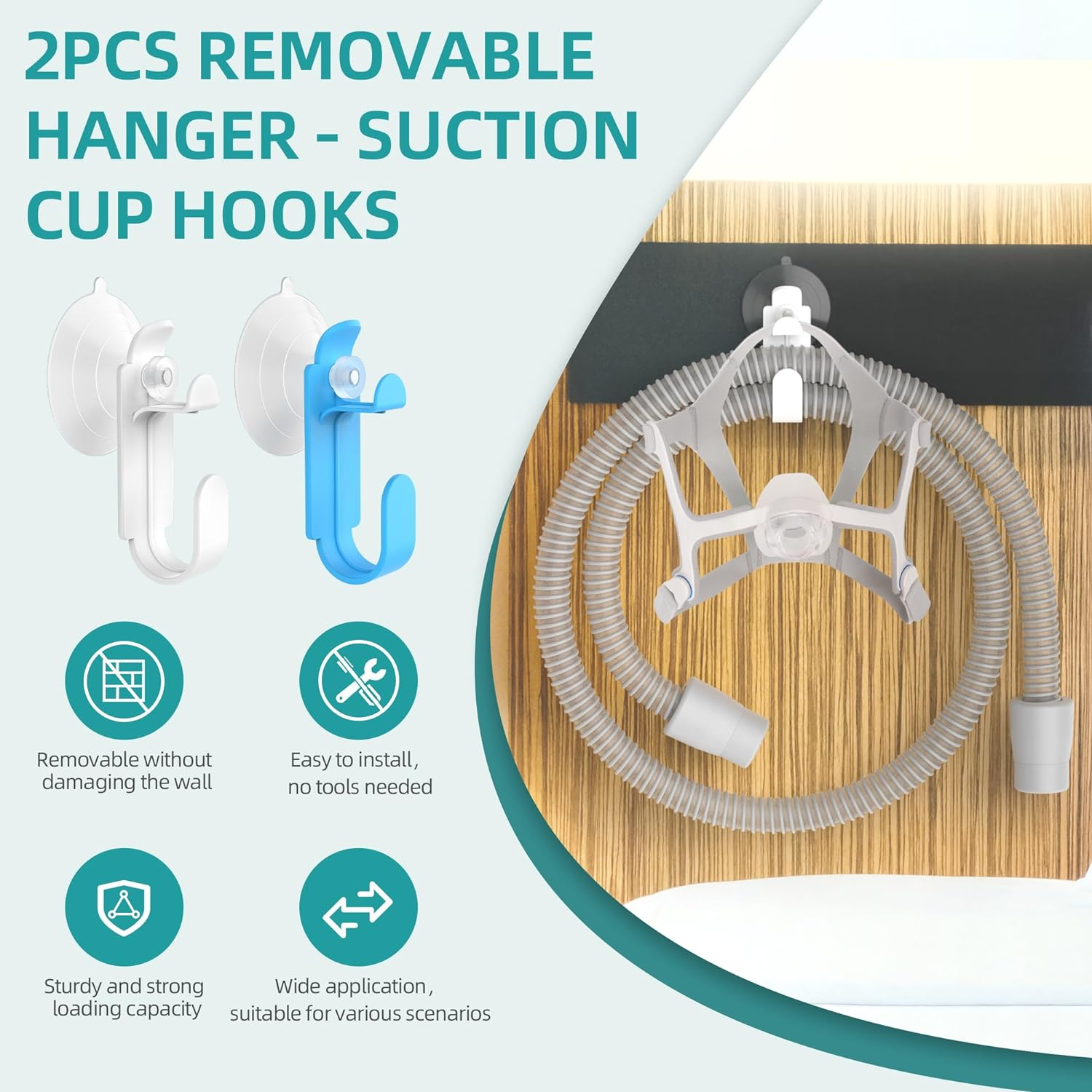 2 Packs Replacement Headgear for Airfit N20, Head Strap with Clips for N20, Including 2PCS Straps, 4PCS Clips and 2PCS Hose Holder, Great Value Supplies by Airsmart. image number 2