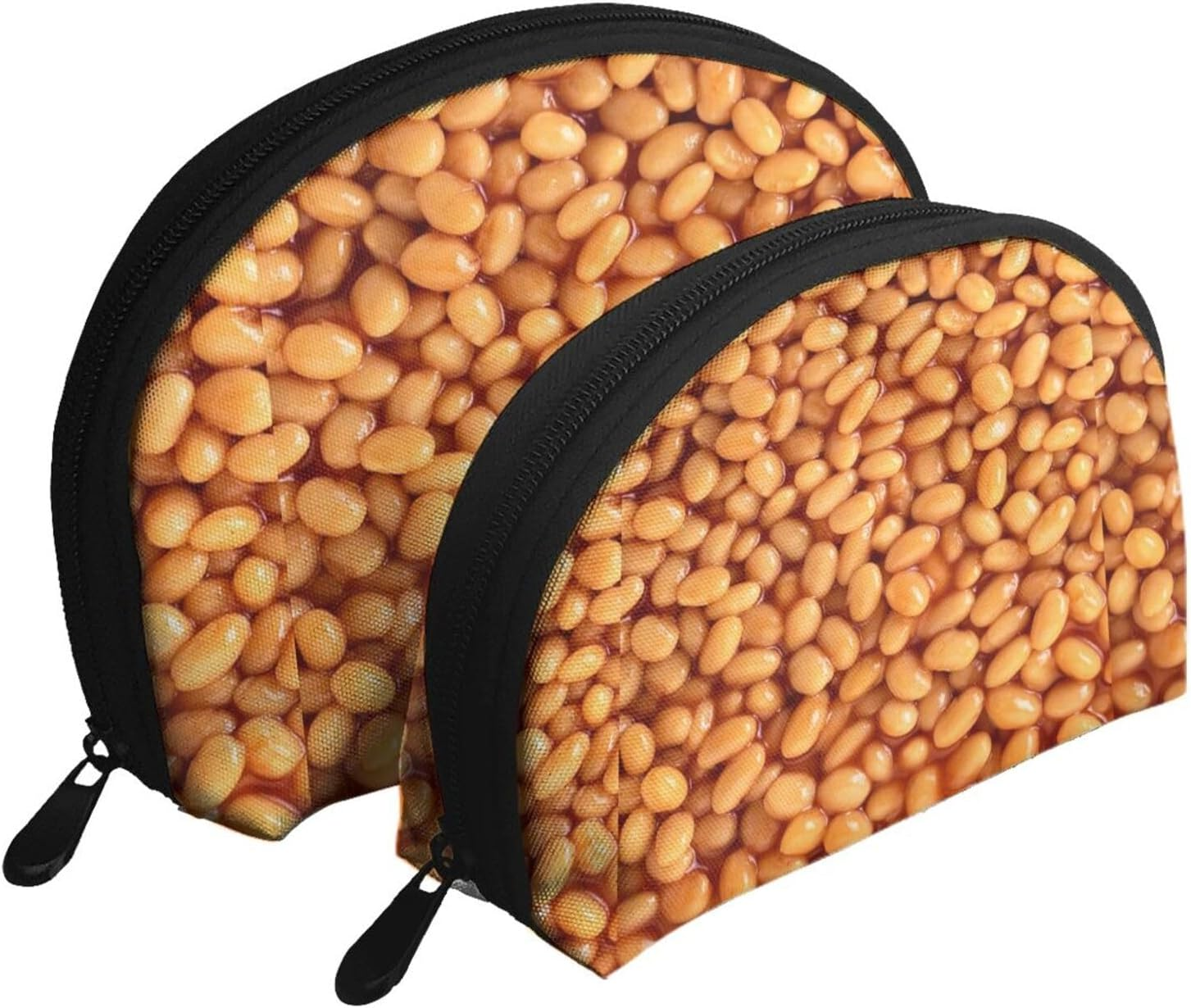 Cozimangoe Coin Pouch Makeup Bags Set, 2 Piece Shell Shape Cosmetic Bag with Pockets for Daily Travel Handbag Lipstick Keys Toiletry, Personalized Baked Beans image number 5