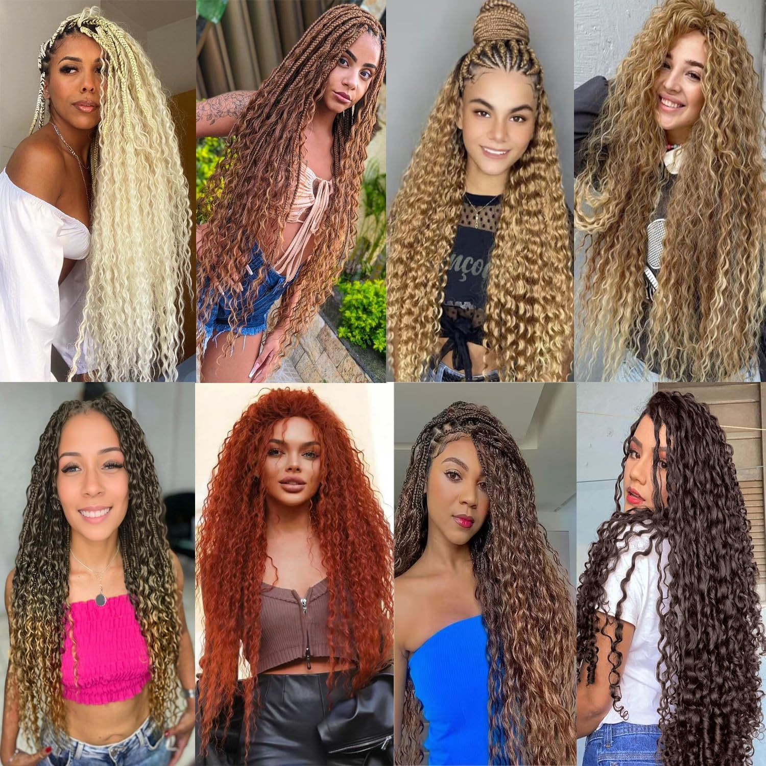 Mscat 24 Inch Ocean Wave 3Pack Crochet Hair Extexsions Long Braids Deep Wave Synthetic Hair Curly Braiding Hair for Black Women 1B# image number 3