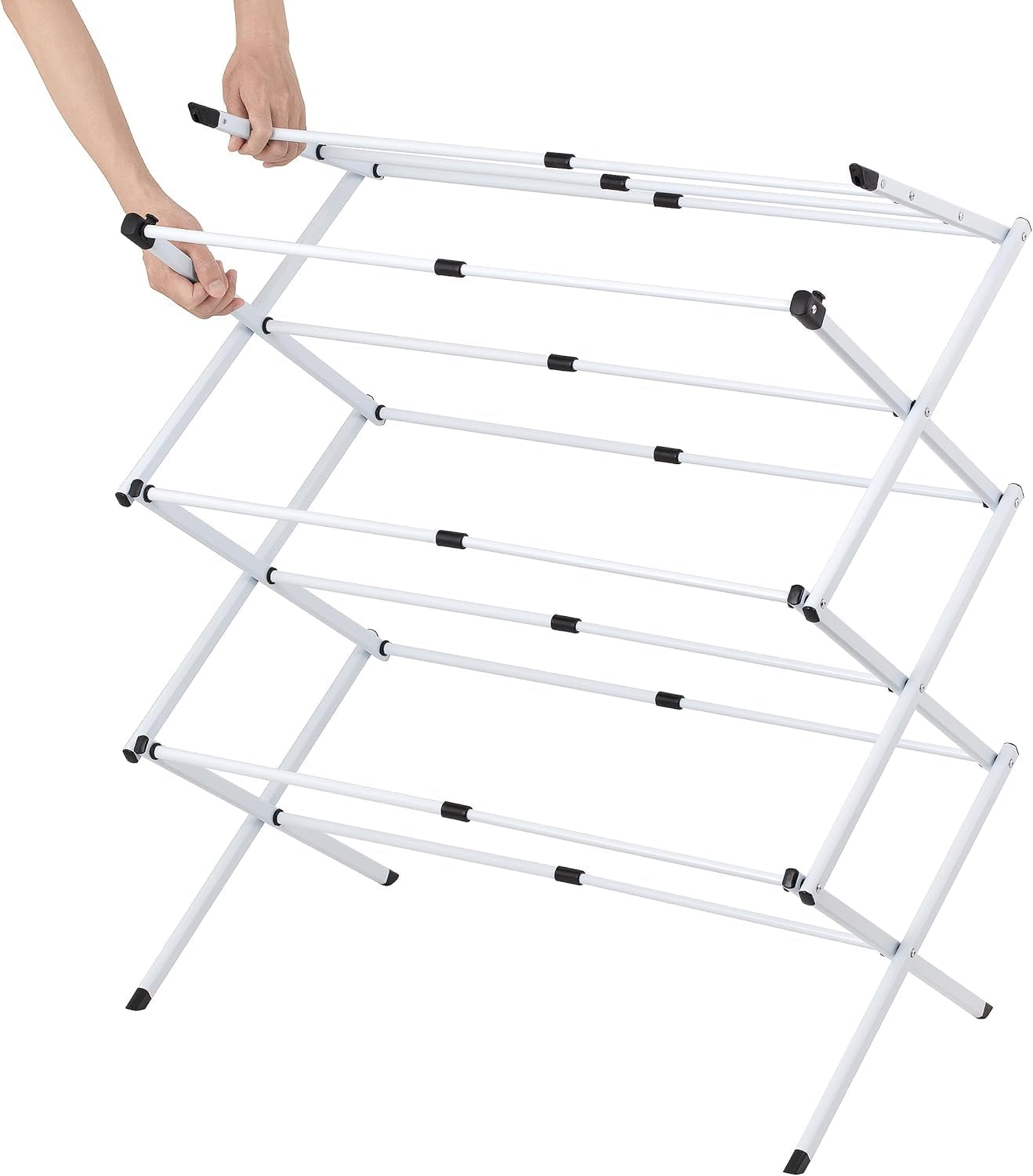 Yunking Pre-Assembled Clothes Drying Rack, 41.3" X 29.5" X 15" Drying Rack Clothing, Expandable Laundry, Towel Rack for Indoor and Outdoor Use, White