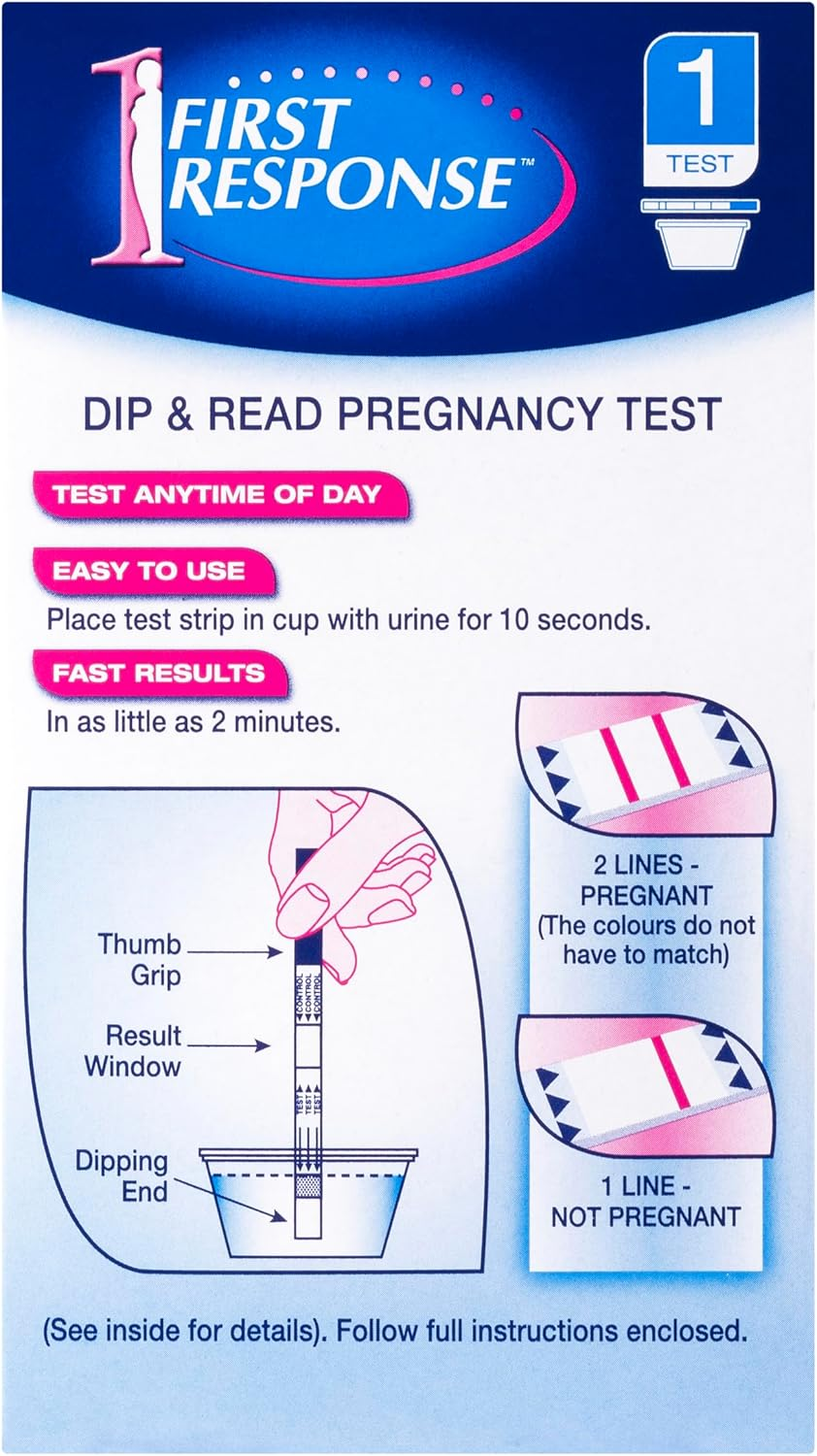 First Response Pregnancy Dip & Read 1 Test - Easy to Read - Fast Results - Test at Any Time of the Day - 1 Pack image number 1