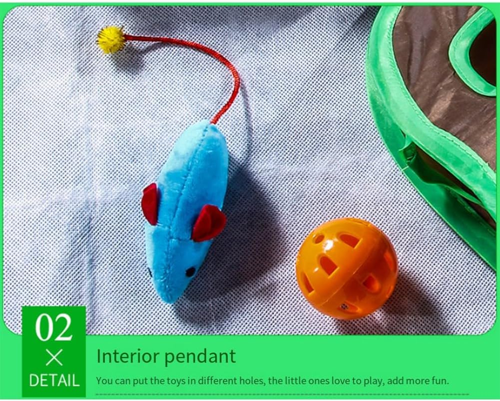 VENEKA Cute Pet Cat Interactive Hide Game 9 Holes Tunnel Mouse Hunt Intelligence Toy Set Pet Hidden Hole Kitten Foldable Toys Kit image number 3