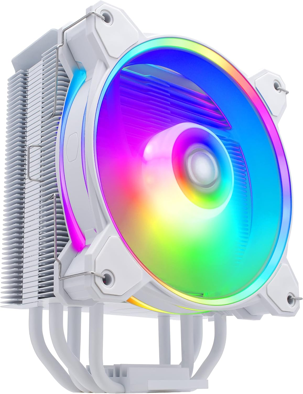 Cooler Master Hyper 212 Halo CPU Air Cooler - Pure White Aluminium Finish, 4 Continuous Direct Contact Heat Pipes with Fins, MF120 Halo2 ARGB Fan, ARGB Auto Detect, LGA1700 & AM5 Brackets - White image number 3