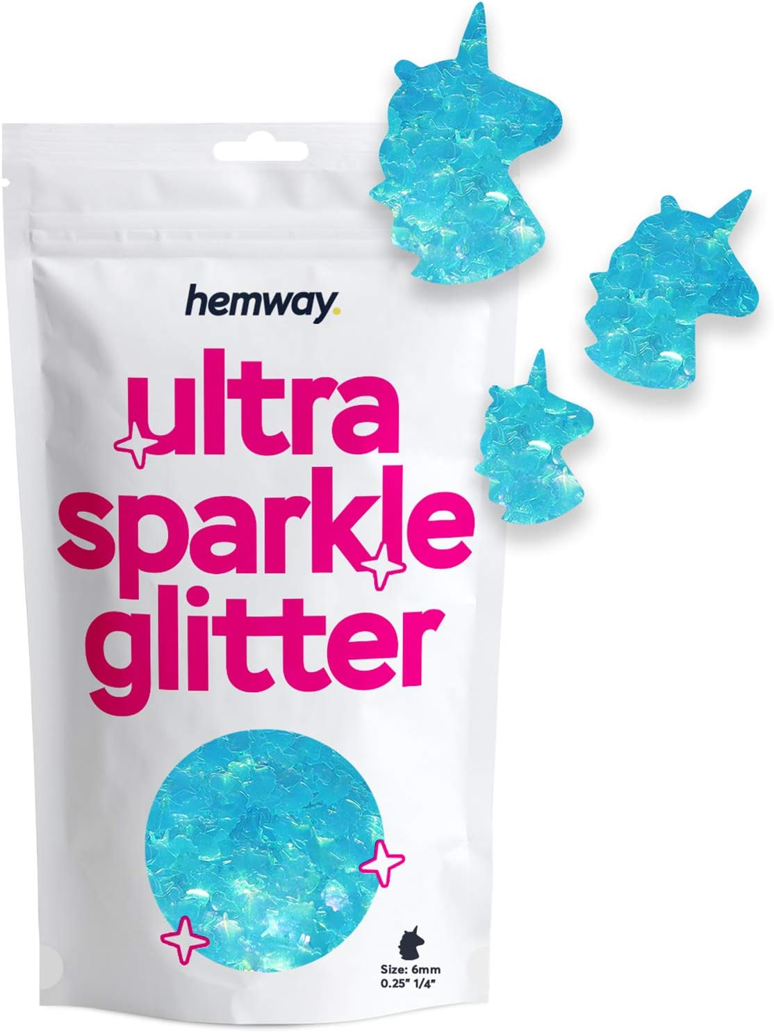 Hemway Ultra Sparkle Glitter - 1/6" 0.165" 4Mm - Micky Mouse Glitter Sequin Confetti, Party Decoration, Nail, Body, Face, Arts, Crafts - Silver Holographic - 50G