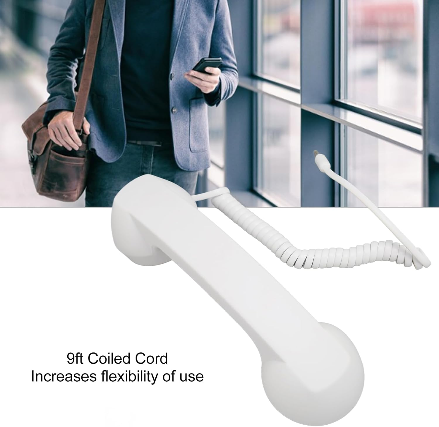 Telephone Handset for Cellphone, Retro 3.5Mm Telephone Handset Radiation Proof Wired Cell Phone Receiver for Smartphone Computer (White) - Orange image number 3