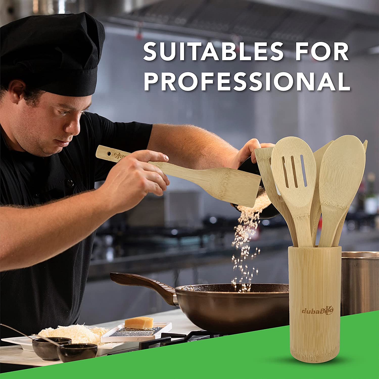 Wooden Spoons Dubaboo for Cooking 6-Piece Bamboo Utensil Set Apartment Essentials Wood Spatula Spoon Nonstick Kitchen Utensil Set Premium Quality Housewarming Gifts Wooden Utensils for Everyday Use image number 5