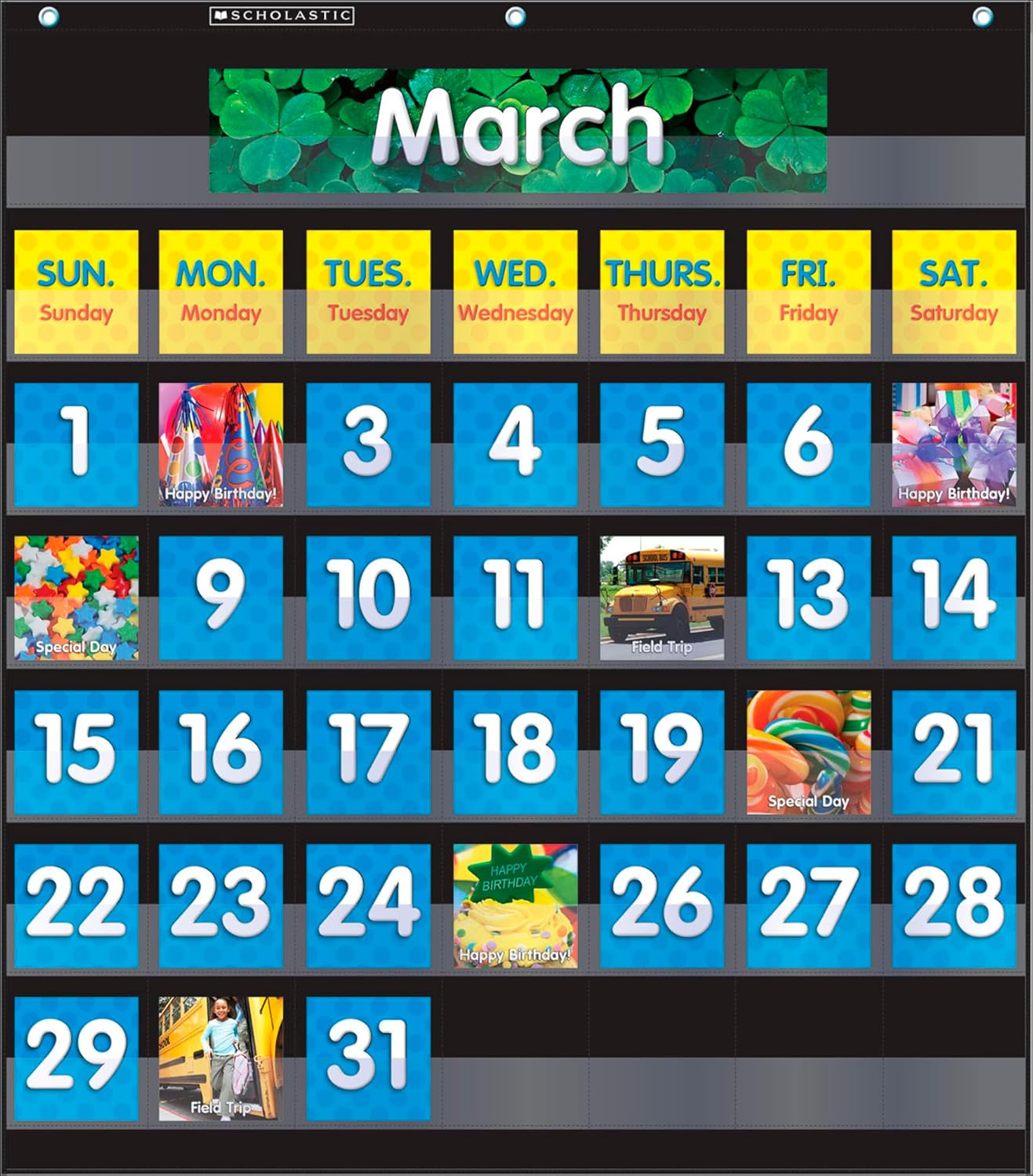 Scholastic SC583866 Monthly Calendar- Black Pocket Chart