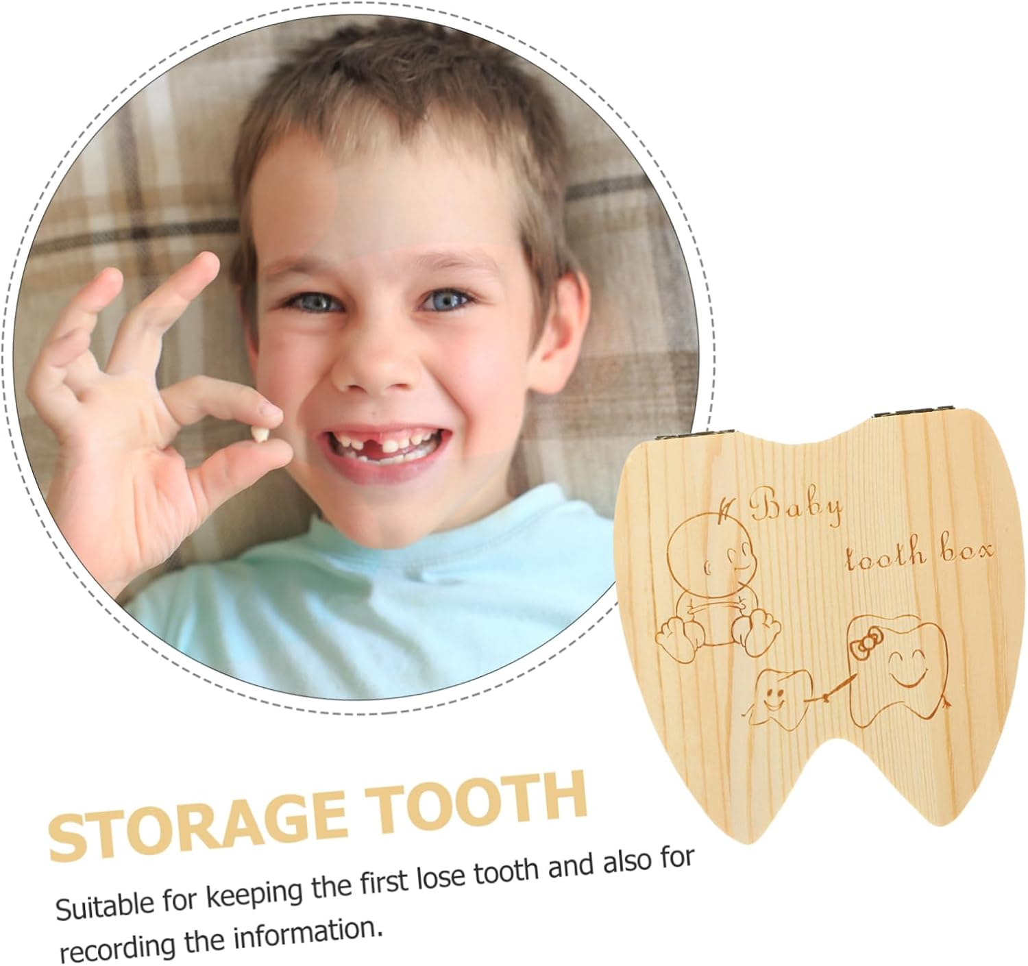 Boy Girl'S Milk Box Holder Tooth Fairy Box Wooden Tooth Keepsake Storage image number 5