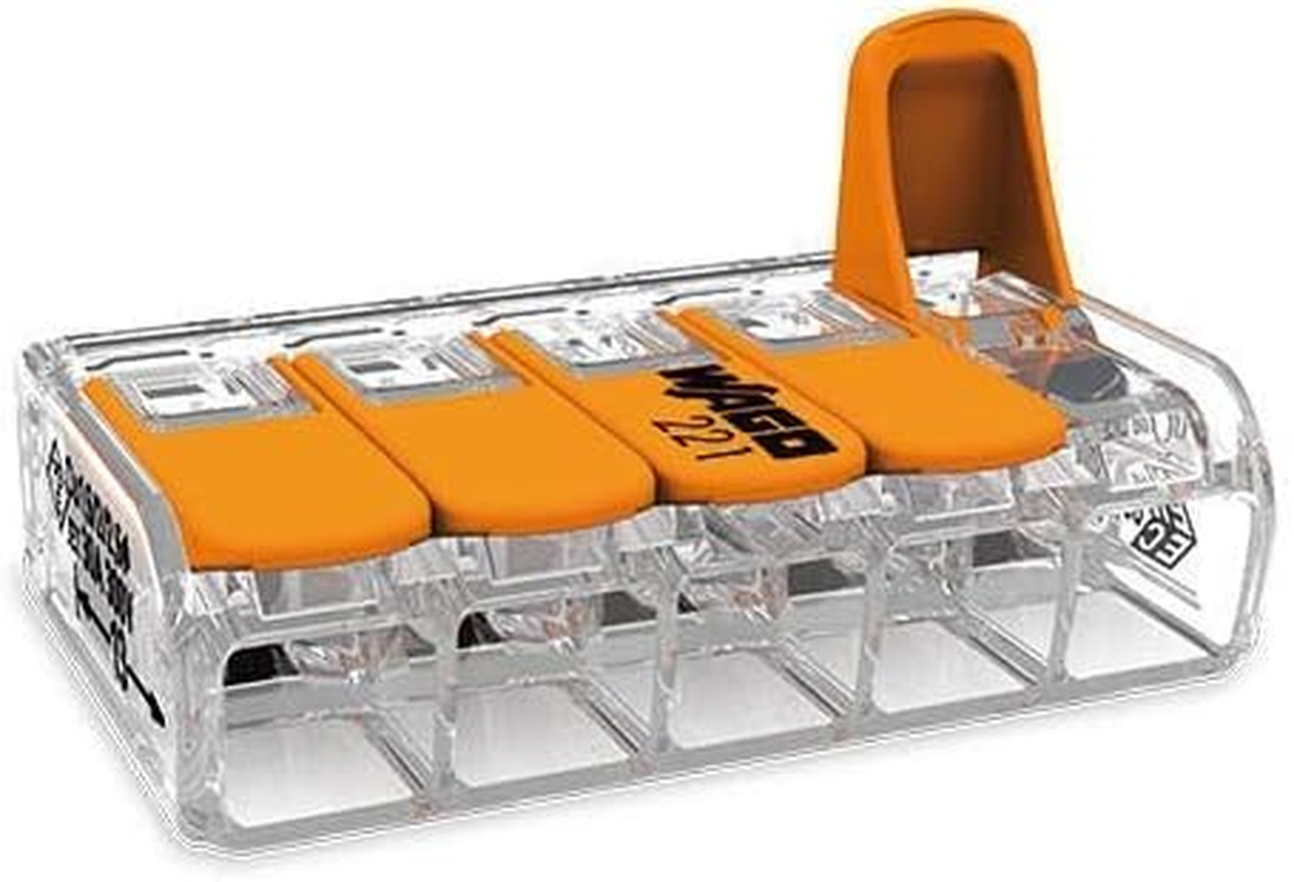 WAGO Set of 50 Wago Connection Terminals 20 X 2 Cores 20 X 3 Cores 10 X 5 Cores with Lever 0.2-4 Mm&sup2; Small Design Transparent image number 5