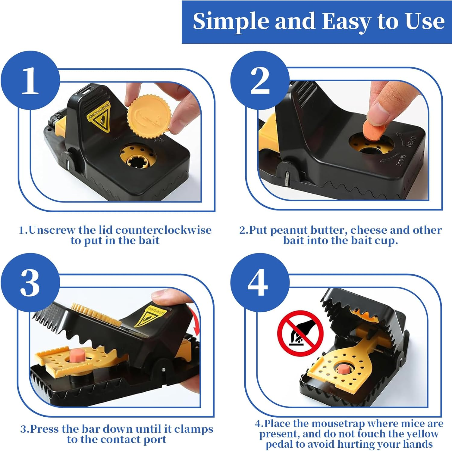 6 PCS Mouse Trap, Work Best Mice Traps for Small Mouse, Indoor-Outdoor Snap Trap Quick Effective Sanitary Safe, Quick Set up & Reusable Mouse Traps, Rat Trap for Rodent Mouse Mice (Large) image number 6