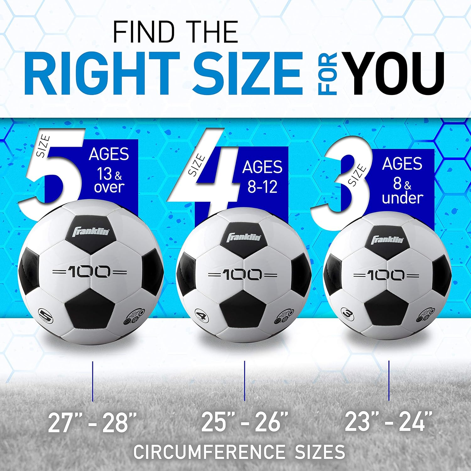 Franklin Sports Soccer Balls - Youth + Adult Soccer Balls - Size 3, 4 + 5 Soccer Balls - Single + Bulk Packs - Black + White image number 4