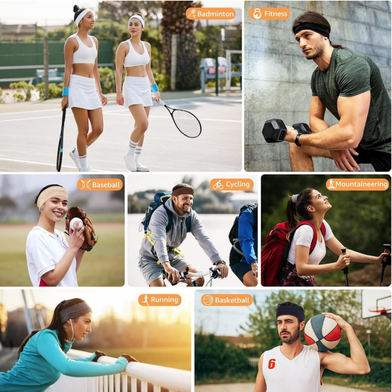 Shoyisenka 7 Pack Non-Slip Headbands for Women Soft Cotton Workout&Yoga Headbands, Sweat-Wicking Hair Bands for Running, Sport (Trendy & Elastic) image number 1