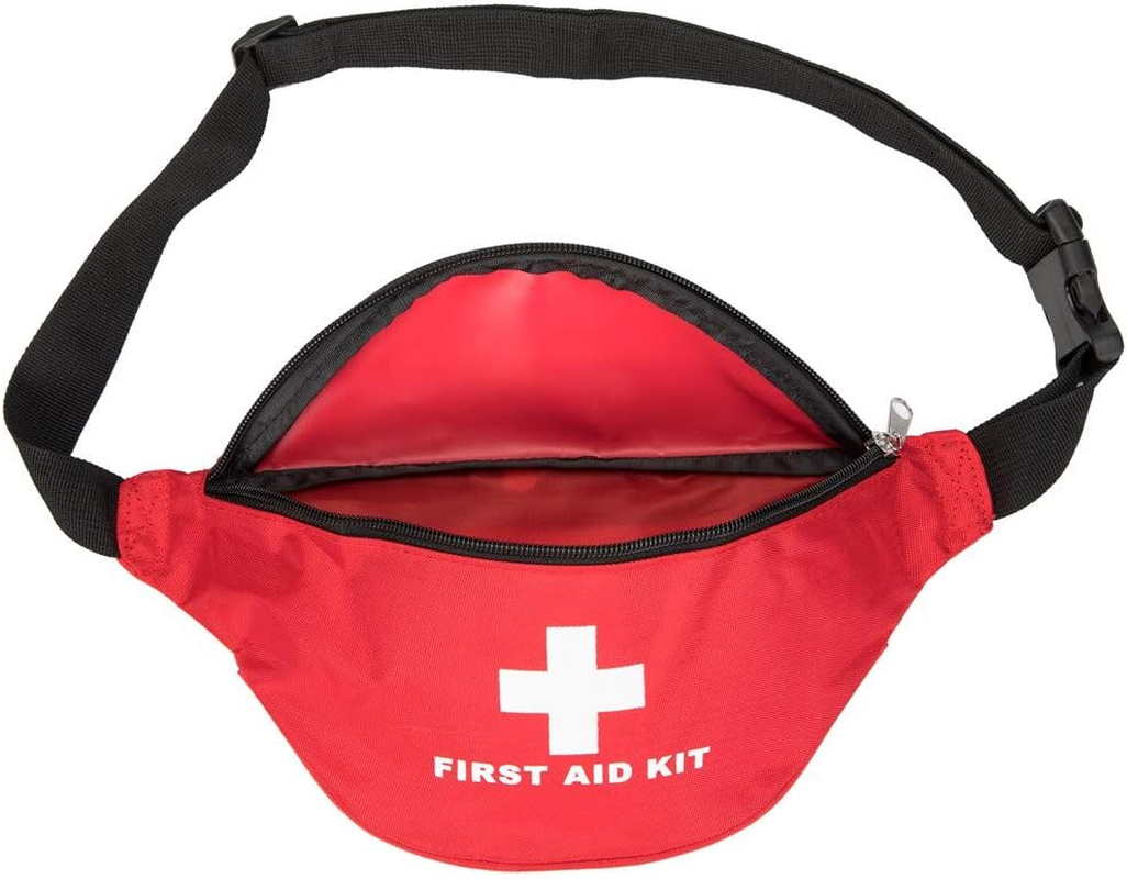 First Aid Fanny Pack First Aid Bag Red Travel Rescue Pouch Empty First Responder Storage Compact Survival Medicine Bag Pocket Container for Car Home Outdoors (Red) - Red image number 4