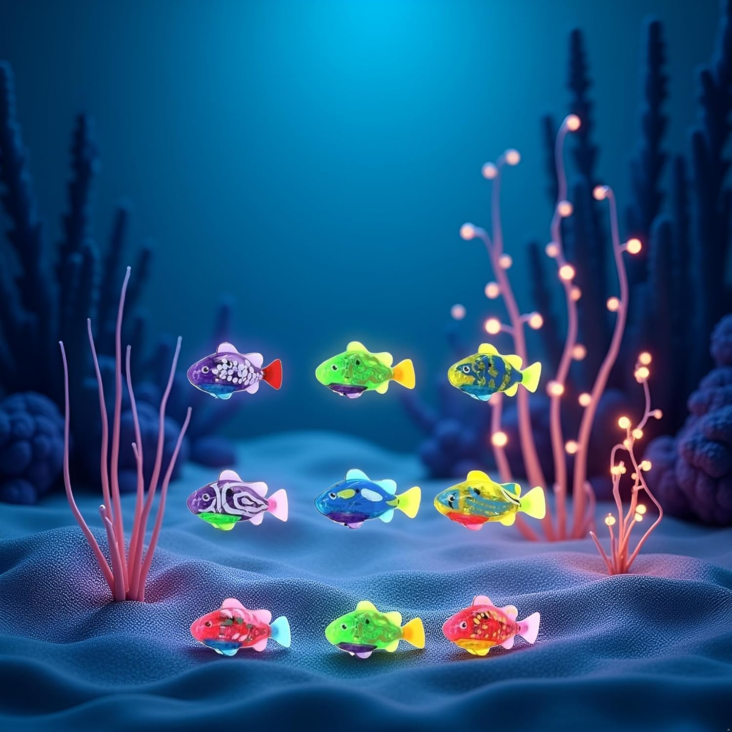 1PS Green Interactive Swimming Fish Toy for Indoor Cats - LED Light, Cat Enrichment Electronic Kitty Exercise Toys