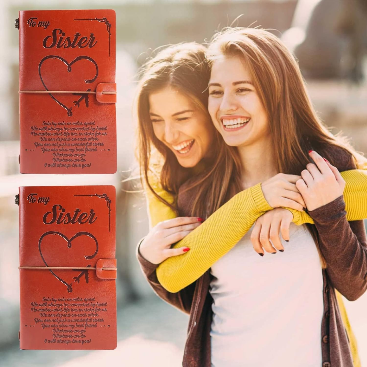 To My Sister Leather Journal I Will Always Love You 140 Page Special Edition Notebook Sister'S Birthday Present for Sister Graduation Back to School Gift Refillable Travel Journal Diary Sketchbook image number 5