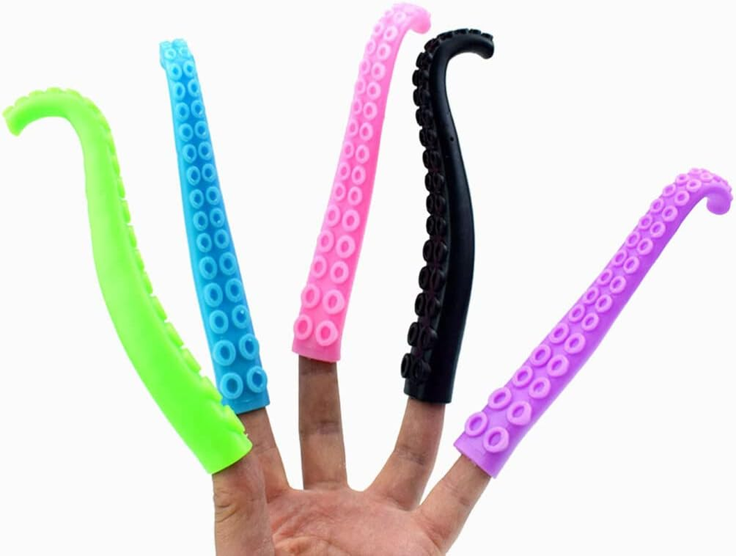 Totority Octopus Tentacle Finger Puppets Toy: Toy Tentacle Party Favors Random Color 10Pcs