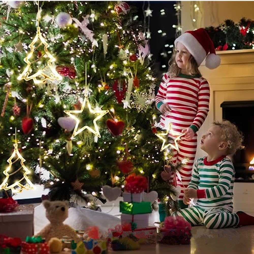 TRIXES Light up Star and Christmas Tree - 2PC Festive Wall Hanging Decor - Battery Powered image number 3