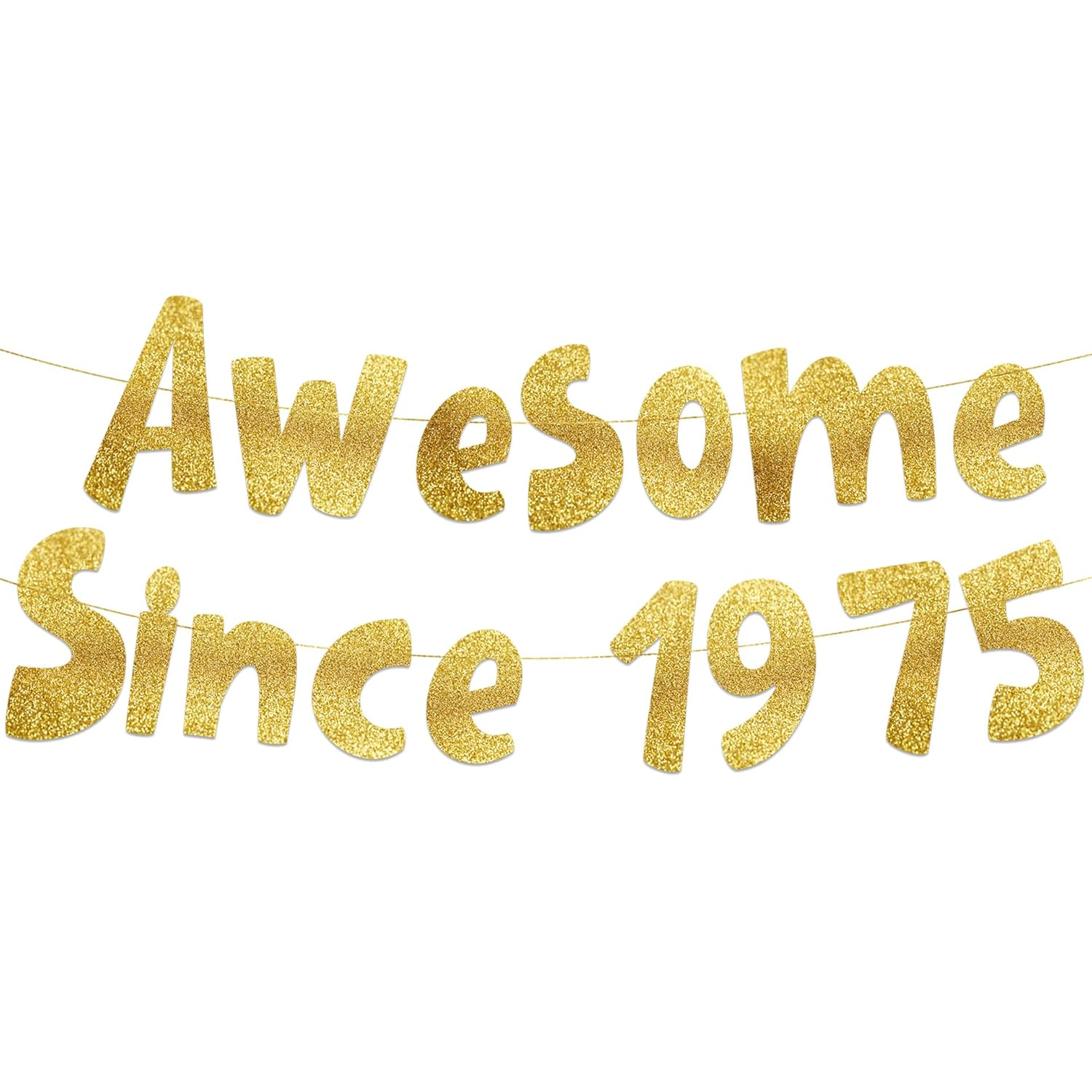 Awesome since 1975 Gold Glitter Banner - 49Th Birthday and Anniversary Party Decorations image number 3