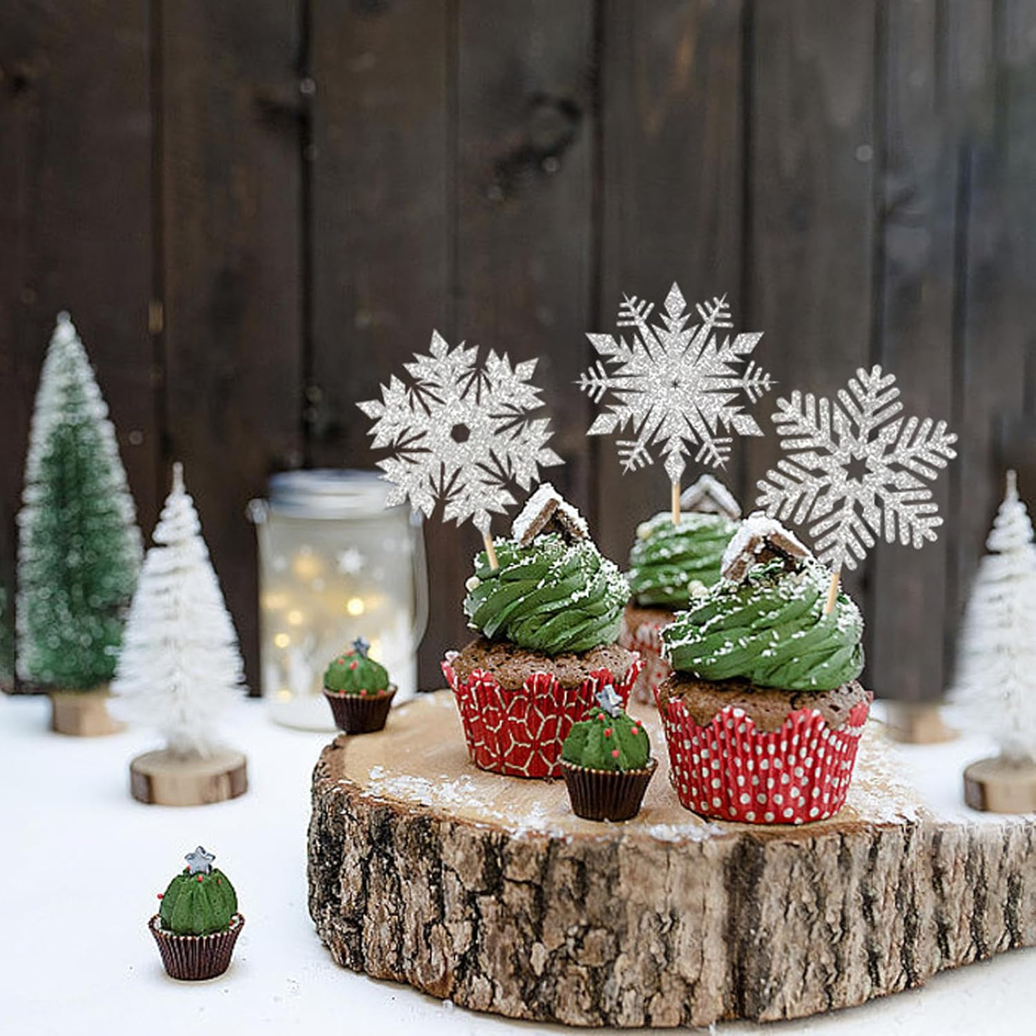 24Pcs Snowflake Cupcake Toppers Glitter Winter Little Snowflake Cupcake Picks for Winter Wonderland Themed Baby Shower Kids Birthday Christmas Party Cake Decorations Supplies - Pink image number 6