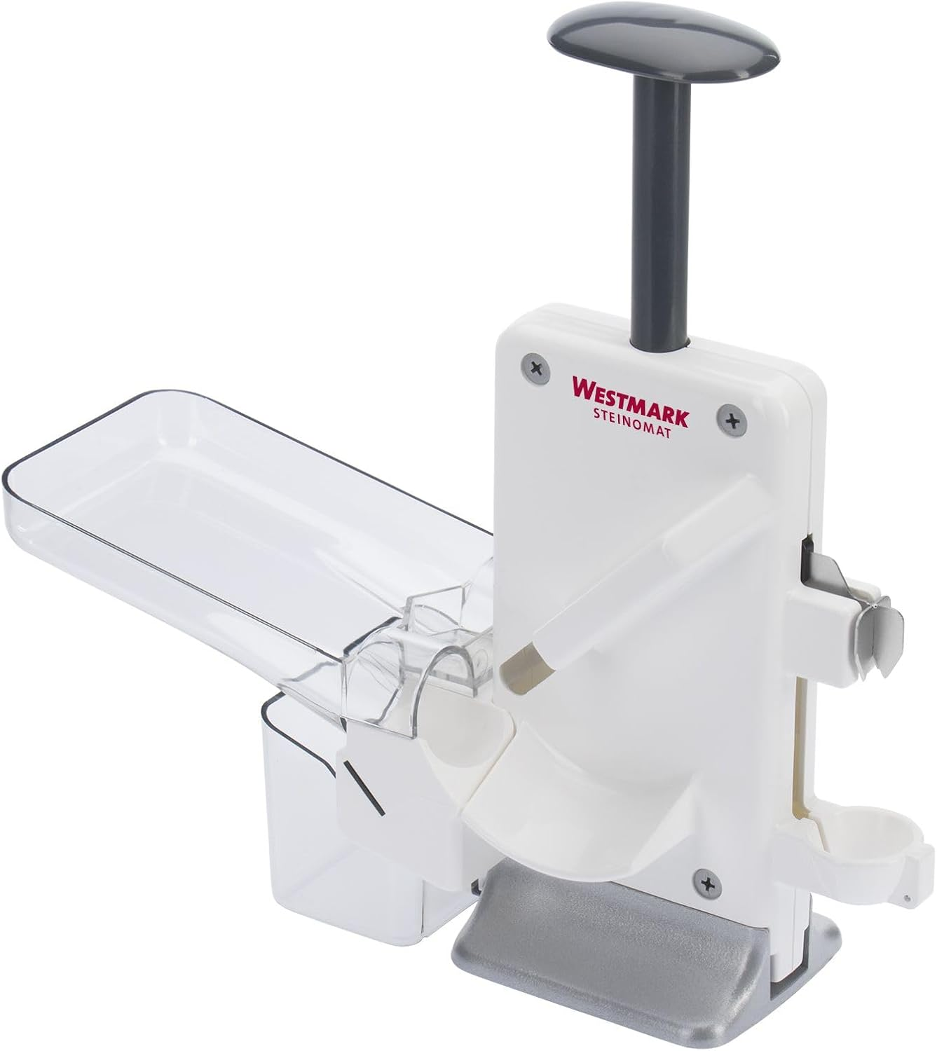 Westmark Cherry Double Pitter and Plum Piter, Combination Corer, Extra Fast: for 2 Cherries at Once, Height: 32.5 Cm, Plastic/Stainless Steel/Aluminium, Stone Mat, White/Silver, 40602260 image number 6