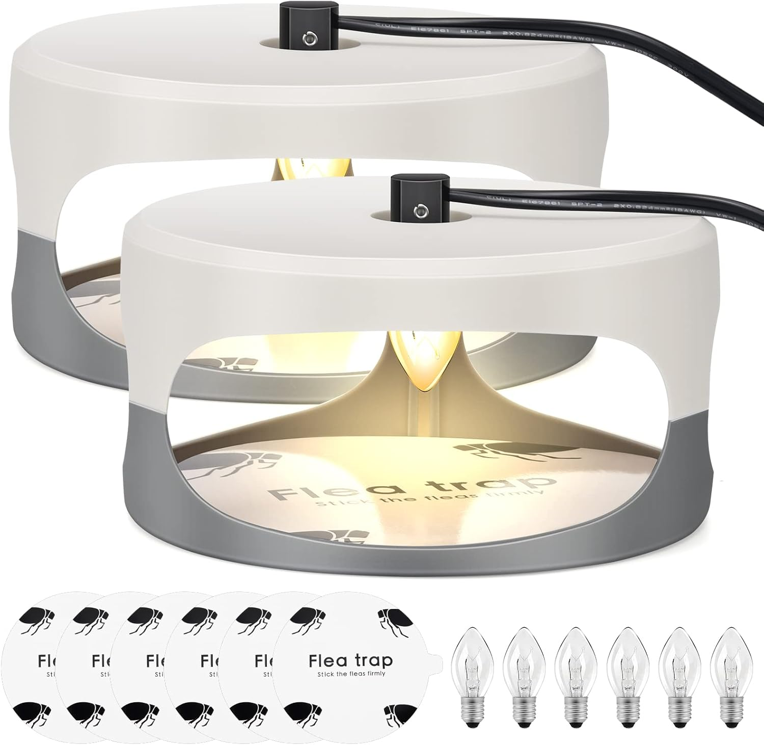 UPYEAL Flea Trap 2 Packs &ndash; Premium Traps for inside Your Home Natural and Child-Friendly Light Indoor with Glue Discs Refills LED Lightbulb image number 4