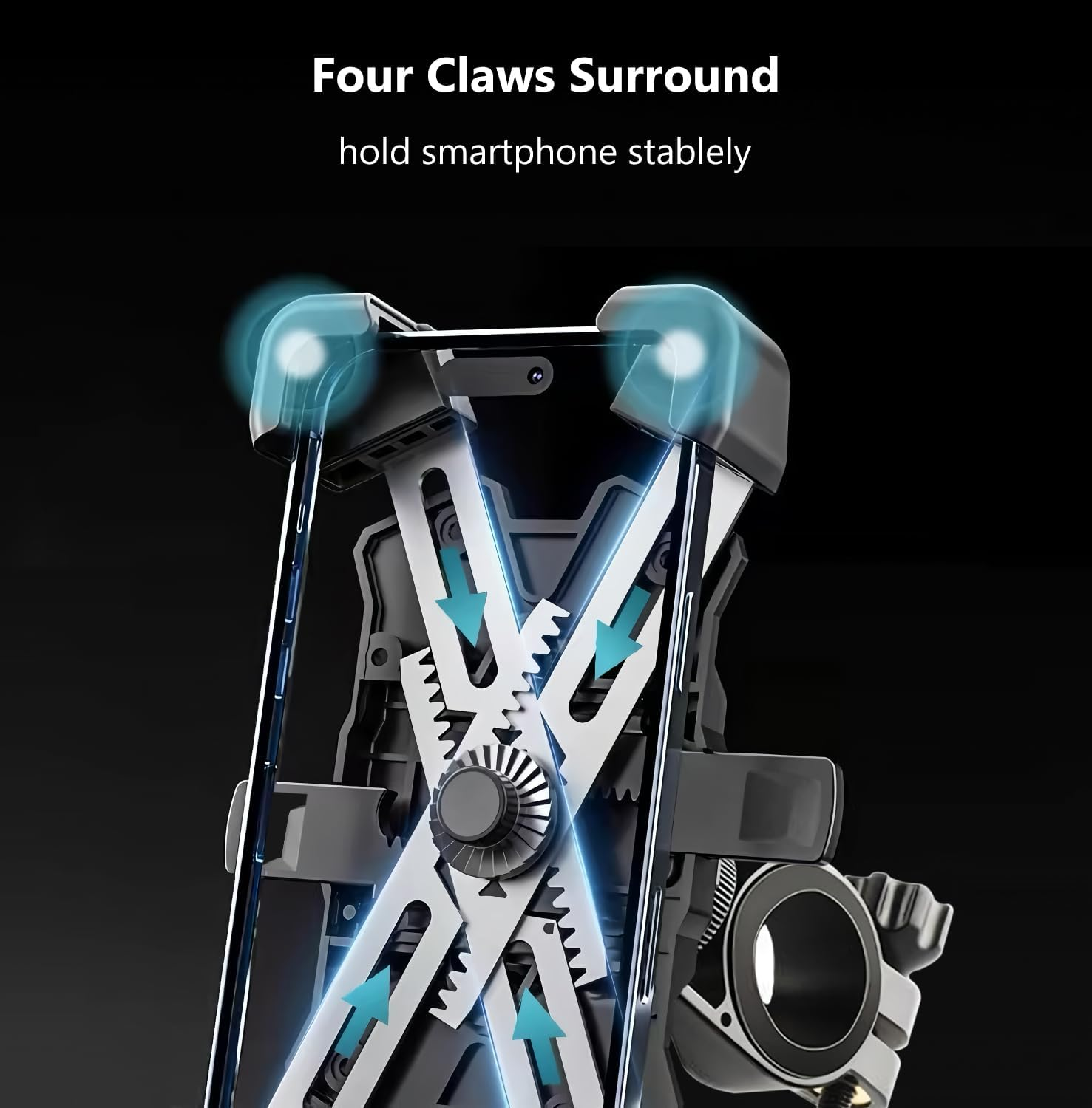 Reelau Motorcycle Phone Holder, Bike Phone Mount Holder 360&deg; Rotating Smartphone Quick Release Bicycle Phone Holder, anti Theft Phone Mount Holder for Motorcycle/Bicycle/E-Bike (For Handlebar) image number 1