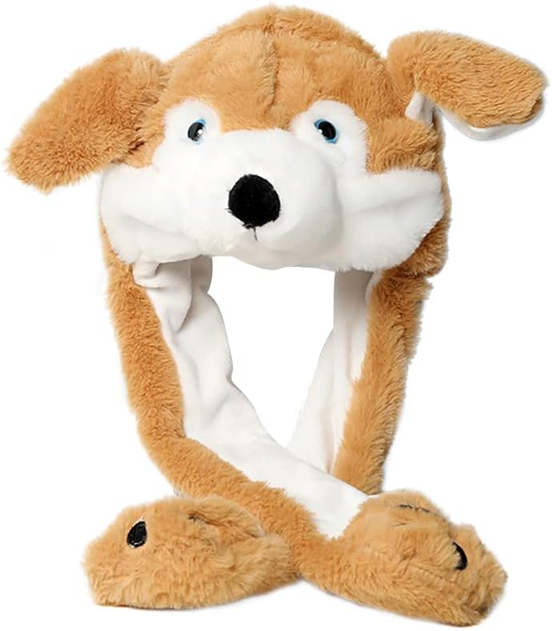 Hpory Animal Hat with Moving Ears, Animals Ear Moving Jumping Hat with Panda Penguin Bear Piggy Cat Dog Tiger Chick, Funny Plush Hat Cap Cosplay Accessory for Halloween Easter Christmas Birthday image number 6