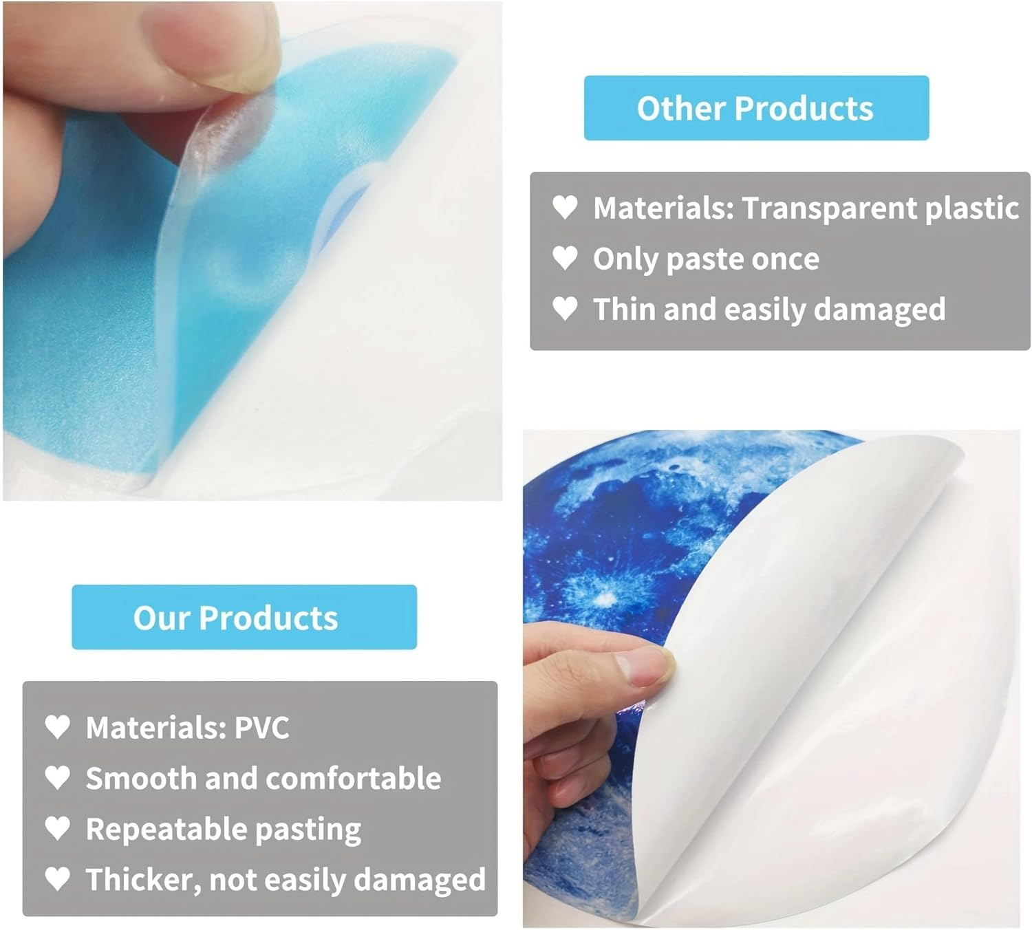 603Pcs Glow in the Dark Stars Wall Stickers, Glow in the Dark Stars Ceiling, Moon Wall Decals Planets Solar System Wall Stickers for Kids Boys Wall Sticker for Nursery Bedroom Living Room (Blue) image number 4