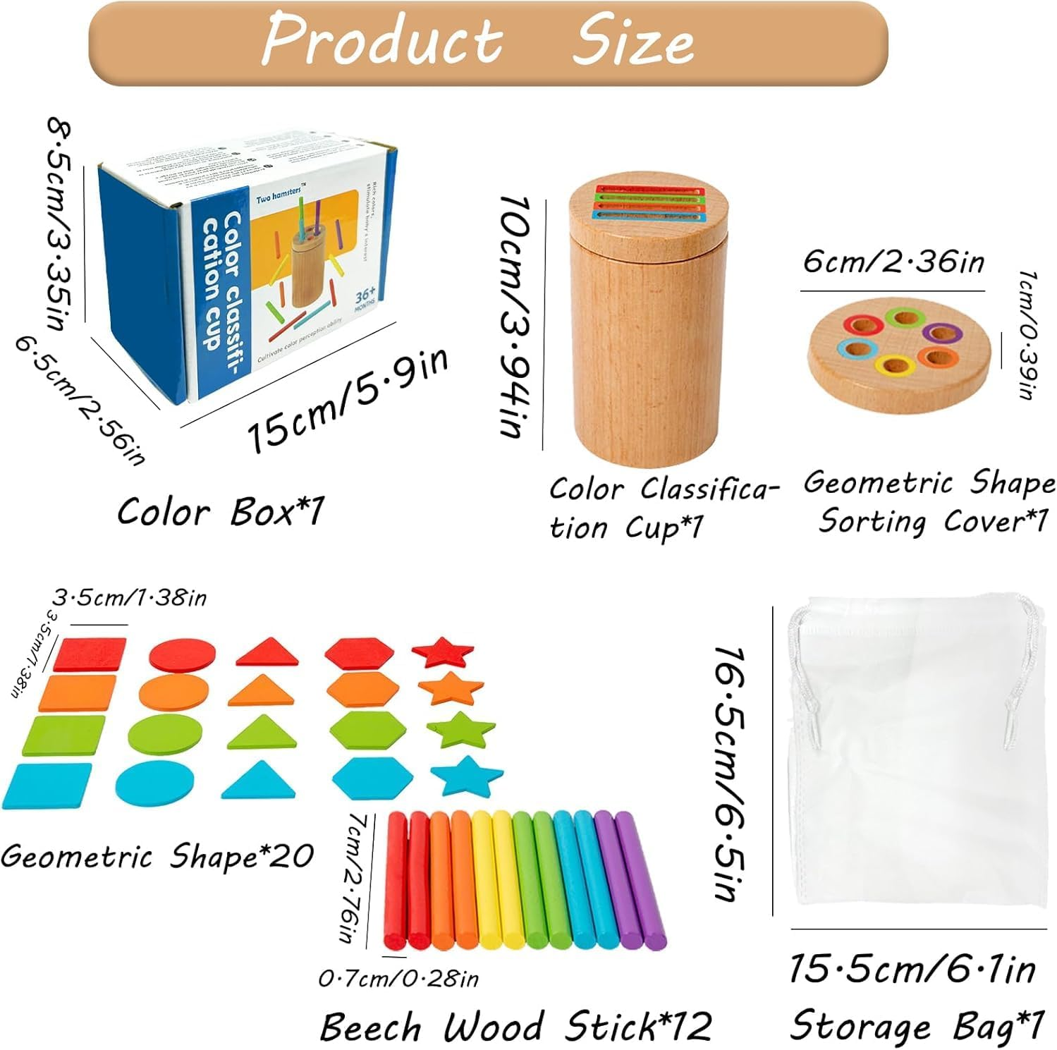 Montessori Toys for 1 2 3+ Year Old, Dual Play Wooden Toddler Educational Toys Color Sorting Preschool Learning Activities, Fine Motor Skills Sensory Matching Games for Boys Girls Gifts image number 1