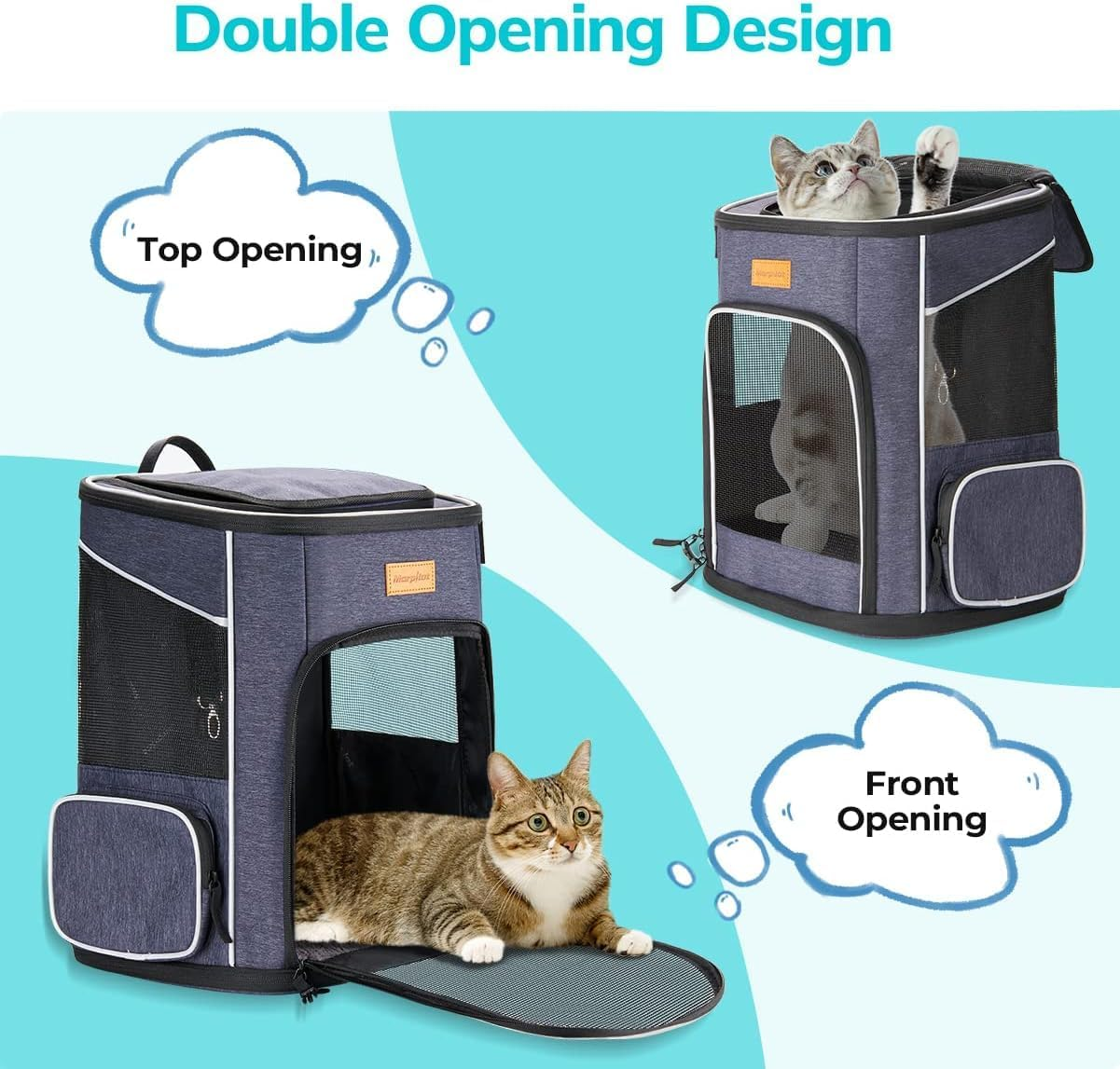 Morpilot Cat Backpack Dog Backpack for Cats and Small Dogs 7 Kg, Foldable Pet Backpack with Inner Safety Lead and Shell image number 3