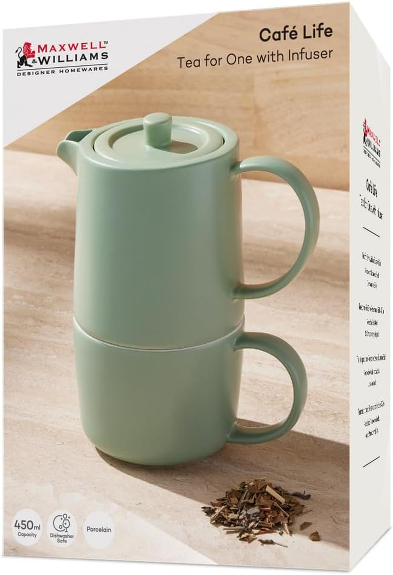 Maxwell & Williams Cafe Life Tea for One with Infuser 450ML Seafoam Gift Boxed image number 2