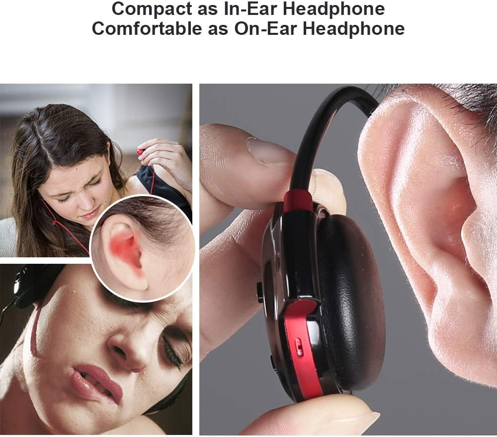 Cootree Wireless Headphone Sports Headset with Built in Microphone,Bluetooth Headphones behind the Head,Foldable and Carried in the Purse, Black/Red