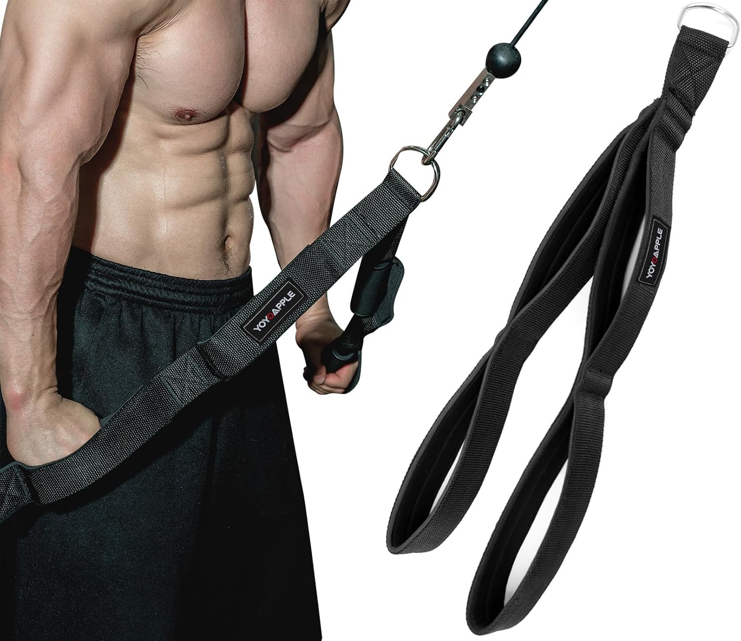 Tricep Rope Cable Attachment for Gym 2 Handles Built in 1 Strap,Long Rope Cable Attachment Greater Range of Motion, Tricep Pull down Rope for Facepulls, Push Downs, Crunches image number 5