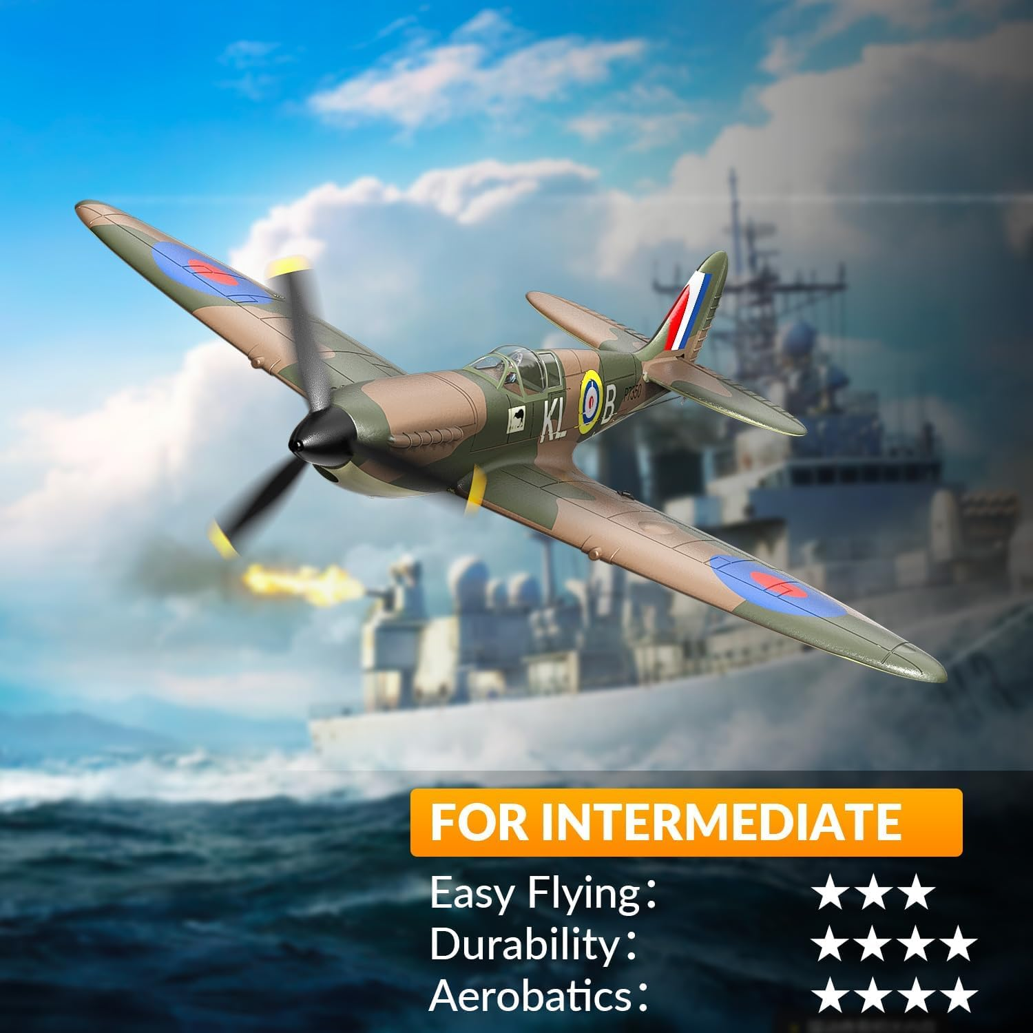 VOLANTEXRC RC Plane 4-CH Remote Control Plane Ready to Fly Spitfire Remote Control Plane for Beginners with Xpilot Stabilization System, One Key Aerobatic for Adults (761-12RTF) image number 5