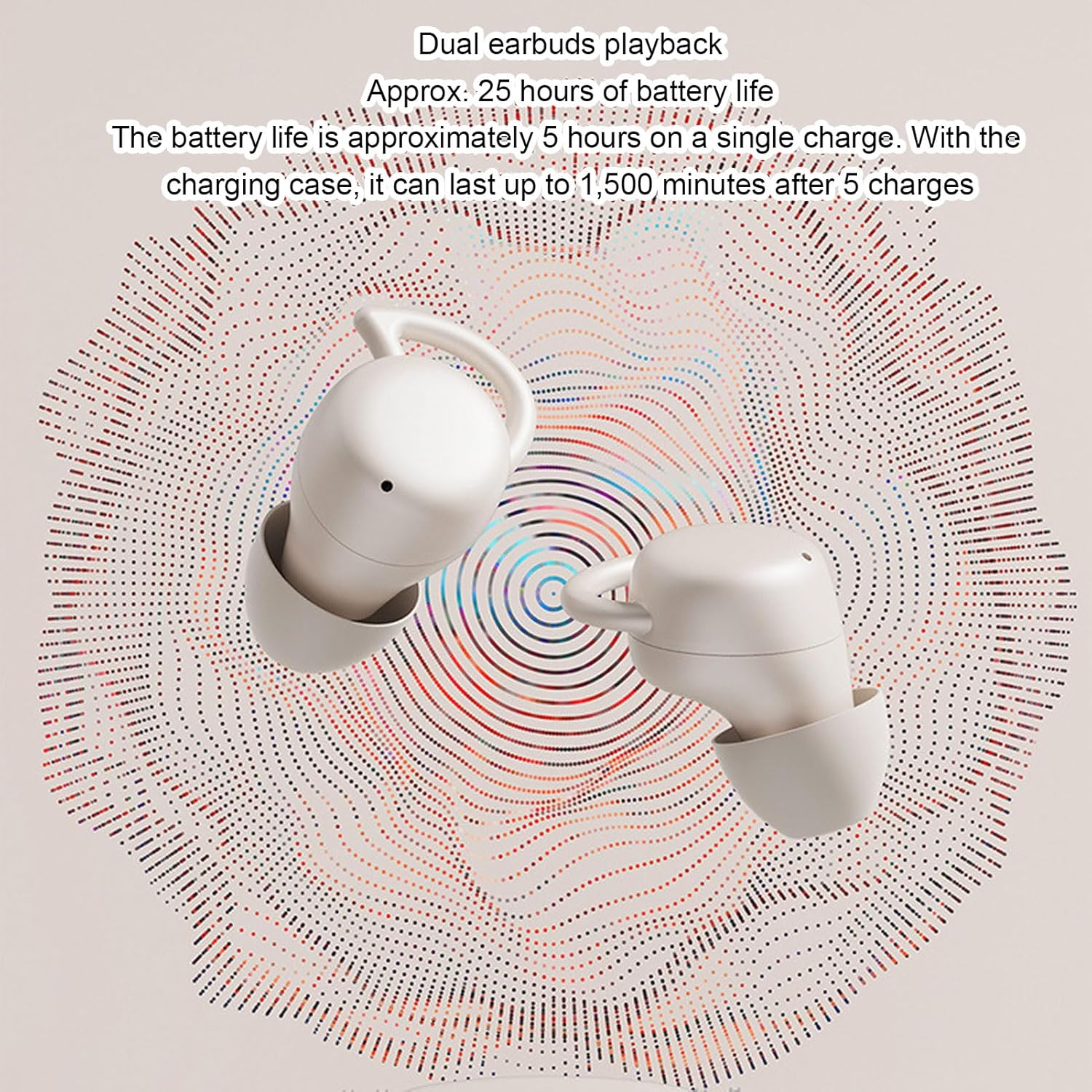 MENDUNER Wireless Earbuds Noise Cancelling, Bluetooth 5.4 Gaming Headphones 25H Playtime, Low Latency Mode, Lightweight Sleeping Earbuds for Running, Sports (Skin Color) - Black image number 2