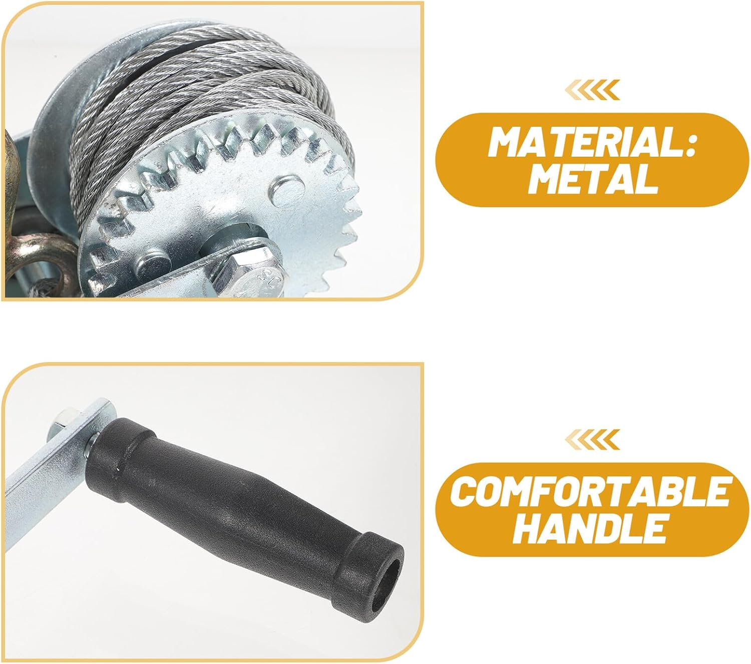 Cabilock Hand Crank Trailer Winch with Steel Cable Compact Portable Mini Manual Winch with Comfortable Grip Handle for Boat ATV Towing and Lifting Tasks image number 1