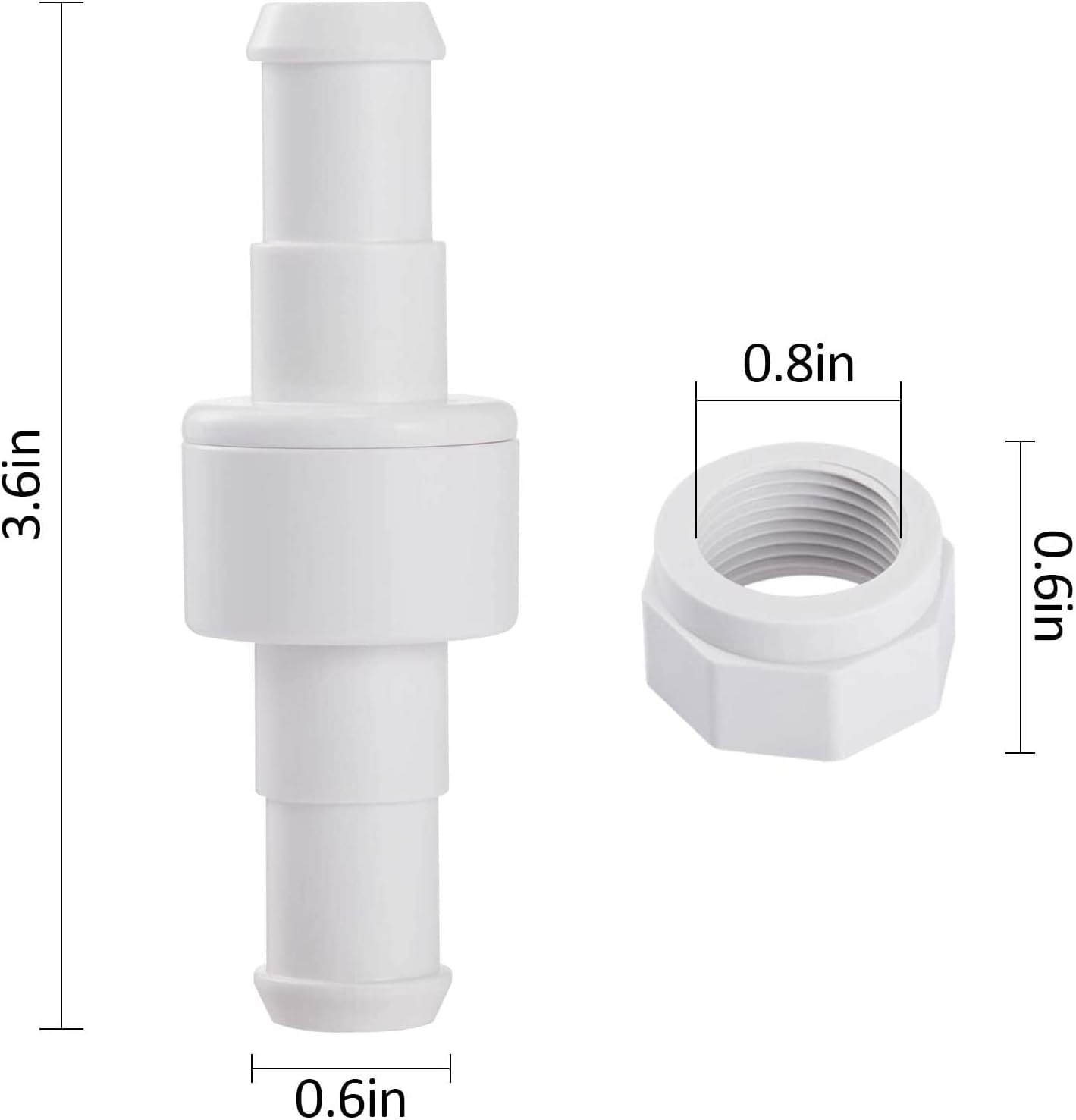 ATIE 280, 380, 180 Pool Cleaner Hose Swivel D20 and Hose Nut D15 Combo Kit Replacement for Zodiac Polaris 280, 380, 180 Pool Cleaners (4 Pack)