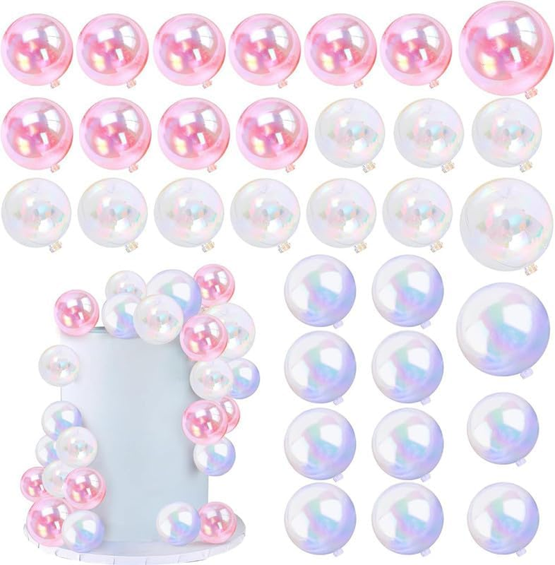 Mini Bubble Balls Cake Topper, 32Pcs Plastic Ball Cake Toppers Mini Balloon Pearl Balls Cake Insert Cupcake Toppers,Mini Bubble Balls Cake Topper,Bubble Balls Cake Toppers Mini Balloon Cake Toppers
