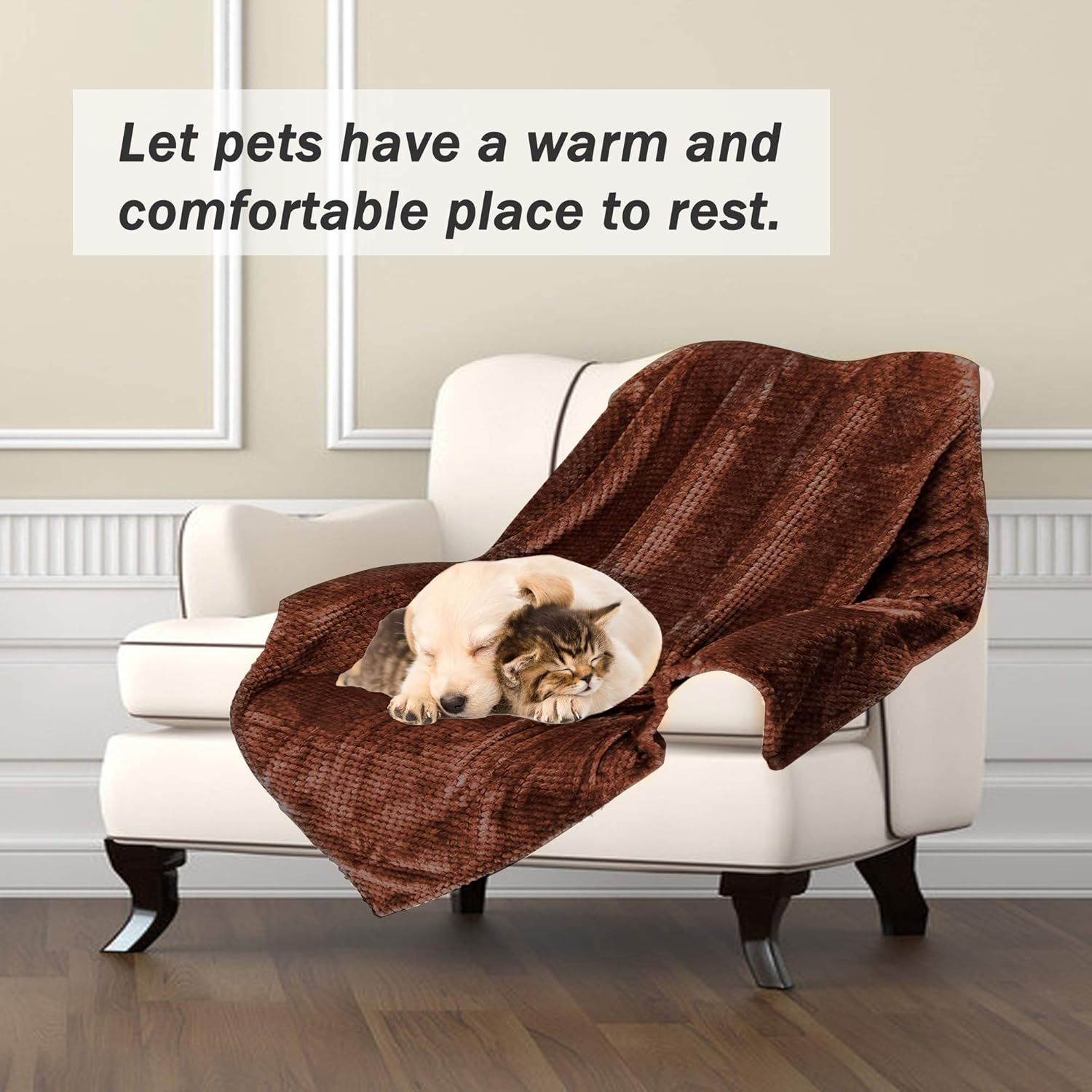 Msicyness Dog Blanket,Soft Fuzzy Blankets for Puppy, Small,Medium,Large,X-Large Premium Fluffy Blankets Plush Fleece Throw Dog Bed, Couch, Sofa, Reversible Travel Warm Covers image number 5