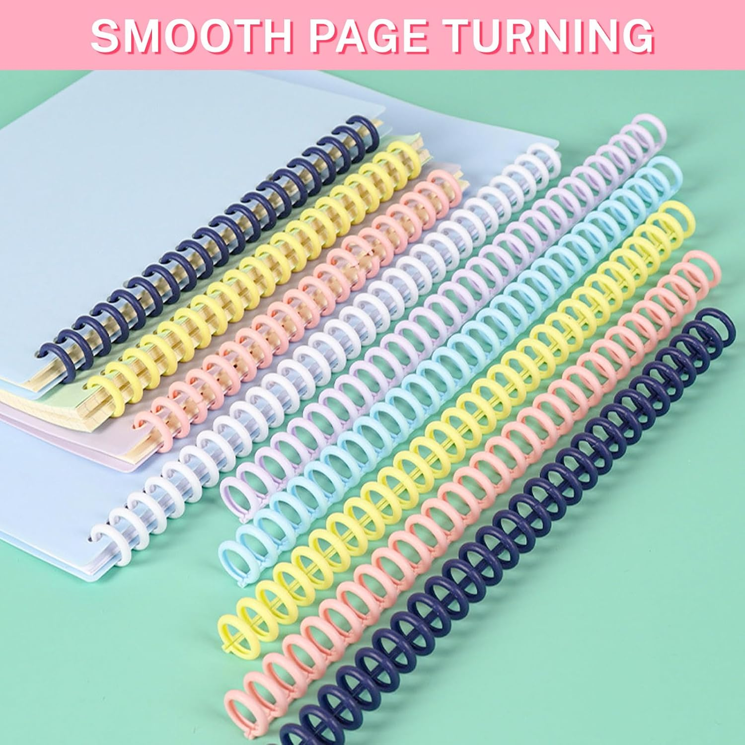 24 PCS Colorful Plastic Comb Binding Spines, 30 Rings Spiral Binding Coils, 2 Sizes Binding Rings for Teacher Student Business Notebook File Making (Multicolor) image number 1
