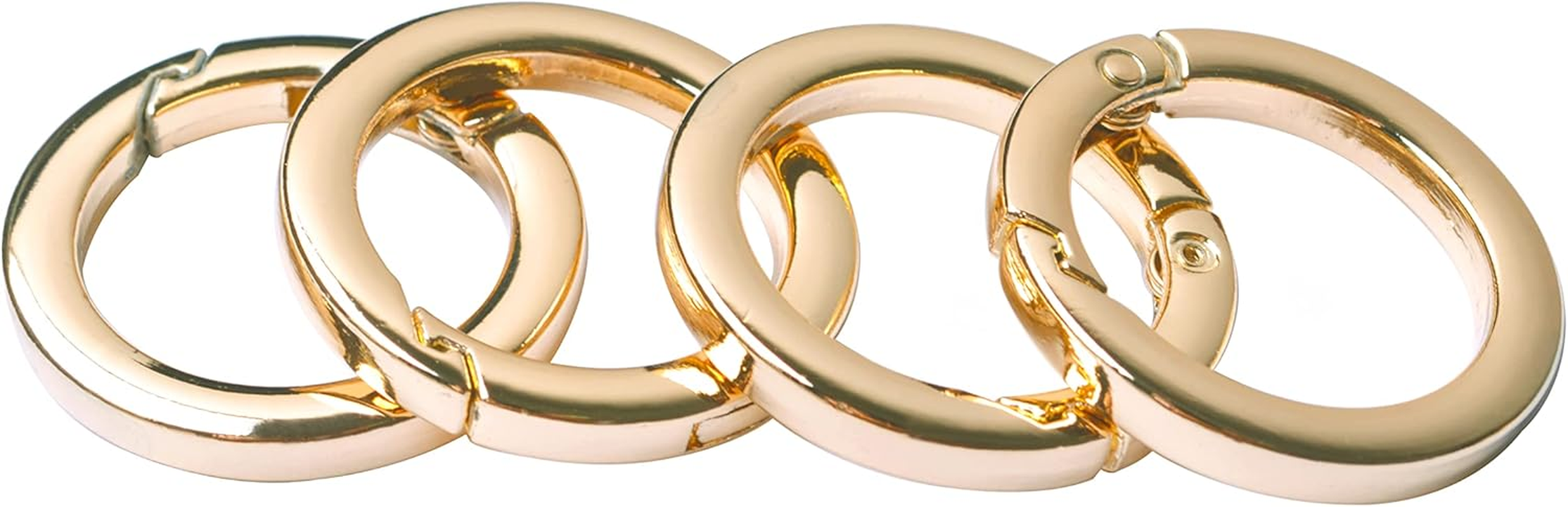 4Pcs round Carabiner Metal Spring Key Ring,Spring Snap Hooks Clip,Spring Keyring Buckle,Flat O Ring for Purses Bbc40-32-Silver image number 6