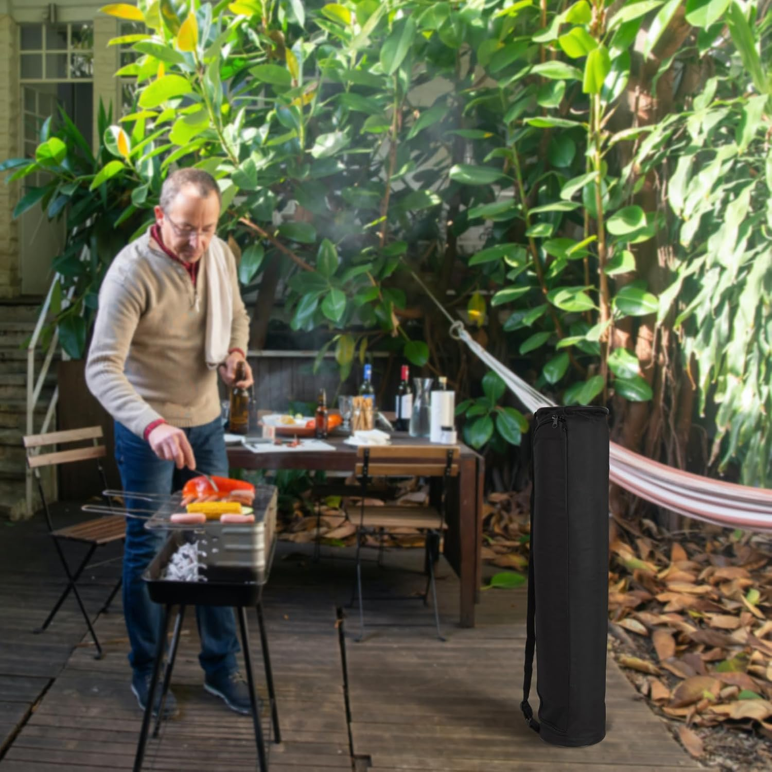 BBQ Tool Storage Bag, Oxford Outdoor Cushion Bag, Black Grill Bag for Accessories, Foldable and Portable Grill Bags for Camping, Hiking, BBQ, Black, Useful, Black, Useful image number 4