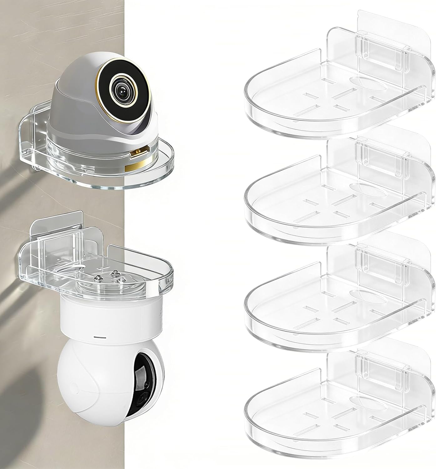 Clear Acrylic Wall Shelf 4 Pack for Surveillance Cameras,Clear Acrylic Floating Shelf for Camera, Adhesive Floating Shelf for Security Cameras,Adhesive Baby Monitor Wall Moun Shelves (Clear) image number 4