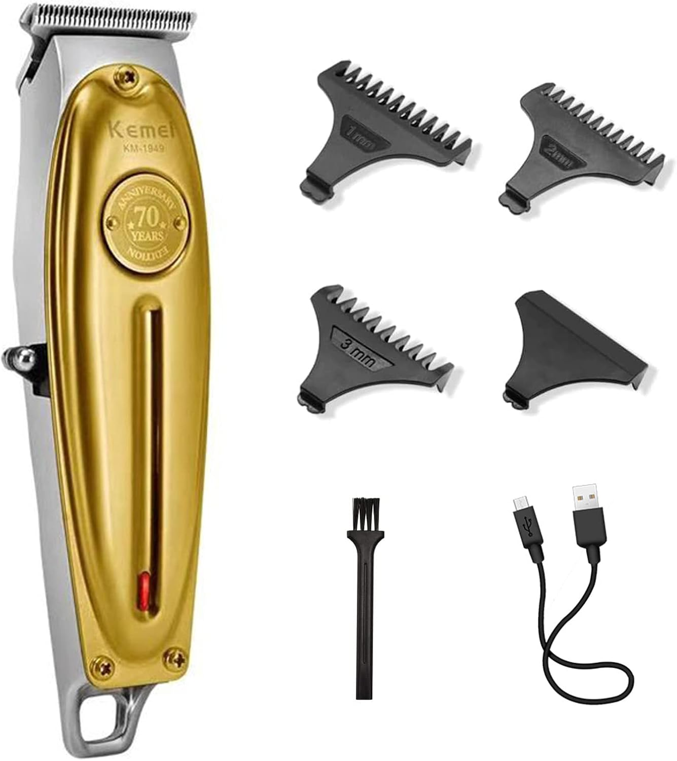 KEMEI 1949 Trimmer Professional Hair Clippers for Men Zero Gap Electric Cordless Beard/Hair Trimmer Rechargeable T-Blade Haircut Machine for Stylists and Barbers Grooming Kit, Gold image number 4