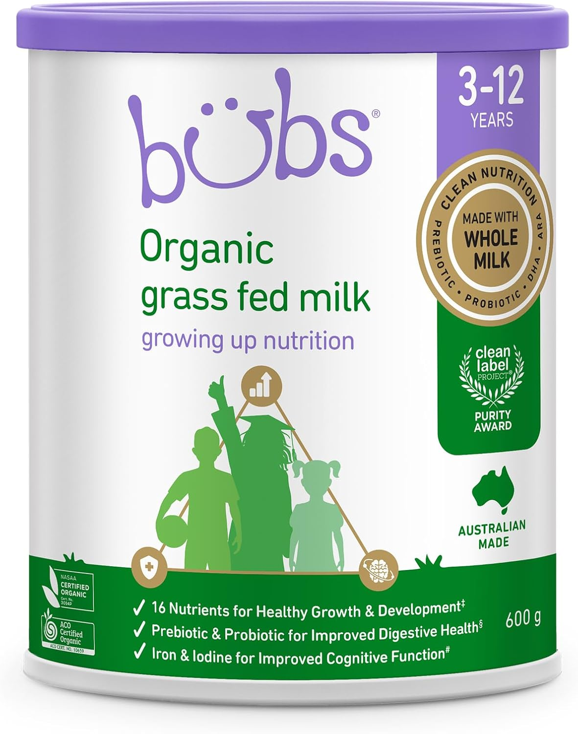 Bubs Organic Grass Fed Growing up Nutrition Milk Stage 4, Kids 3-12 Years, Made with Non-Gmo Organic Milk, 600G image number 5